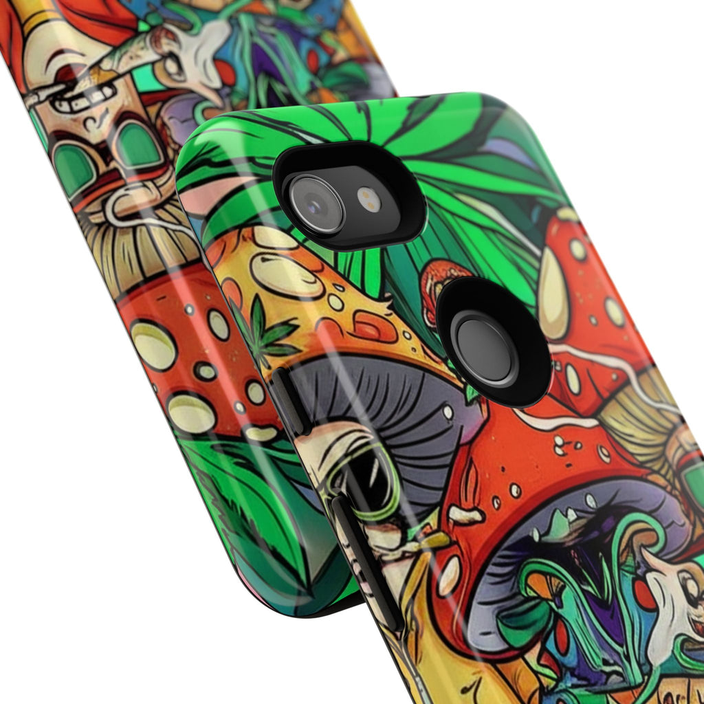 Vibrant Phone Case Featuring Funky Mushroom Art, Tough Cases, Trendy Accessories, Unique Gifts, Eclectic Style, Phone Protection