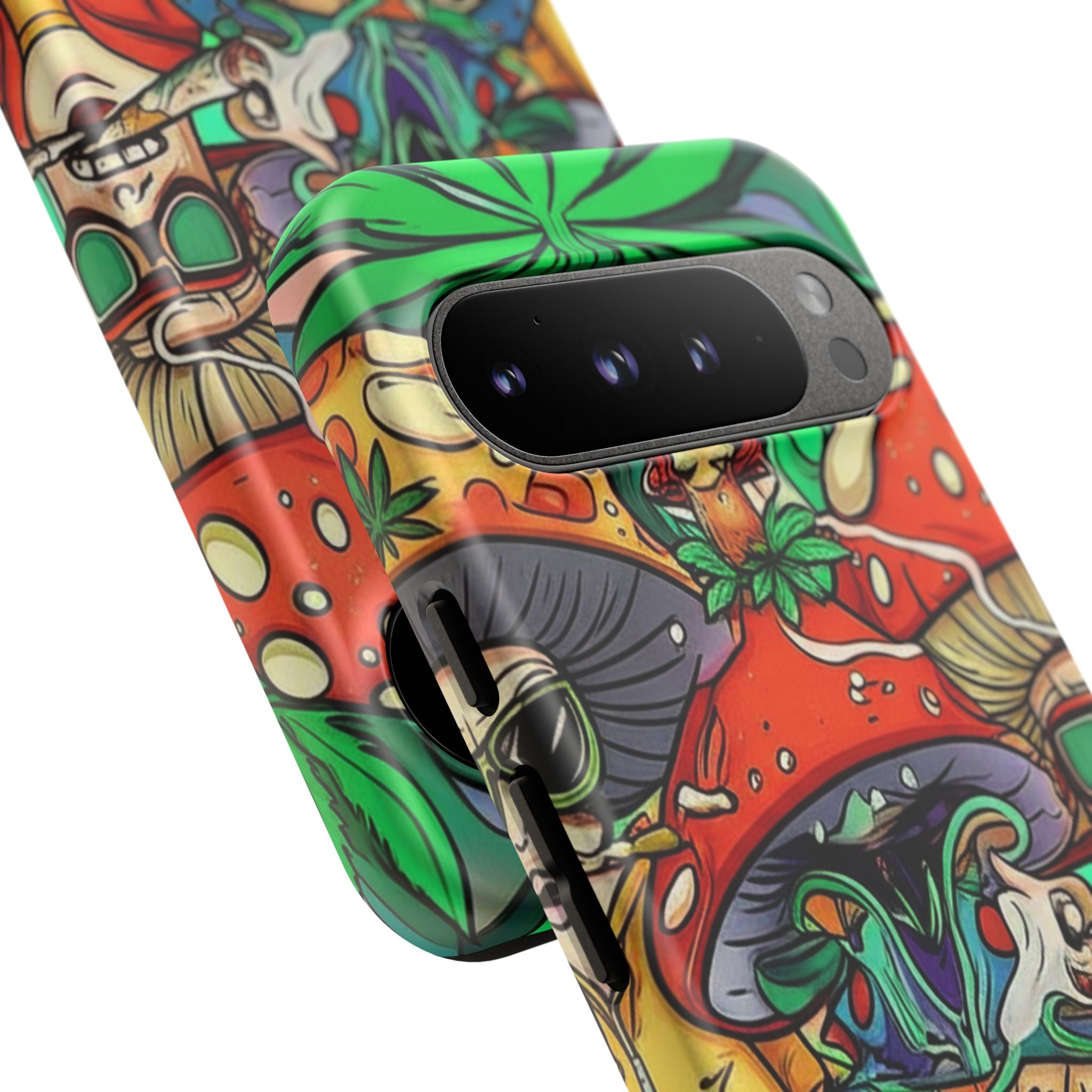 Vibrant Phone Case Featuring Funky Mushroom Art, Tough Cases, Trendy Accessories, Unique Gifts, Eclectic Style, Phone Protection