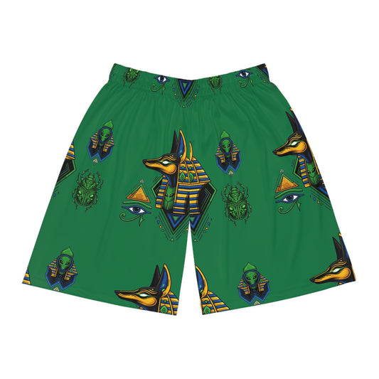 Anubis Pattern Basketball Shorts - Unique Sportswear, Hip Hop Aesthetic, Summer Fashion, Activewear, Gift for Athletes