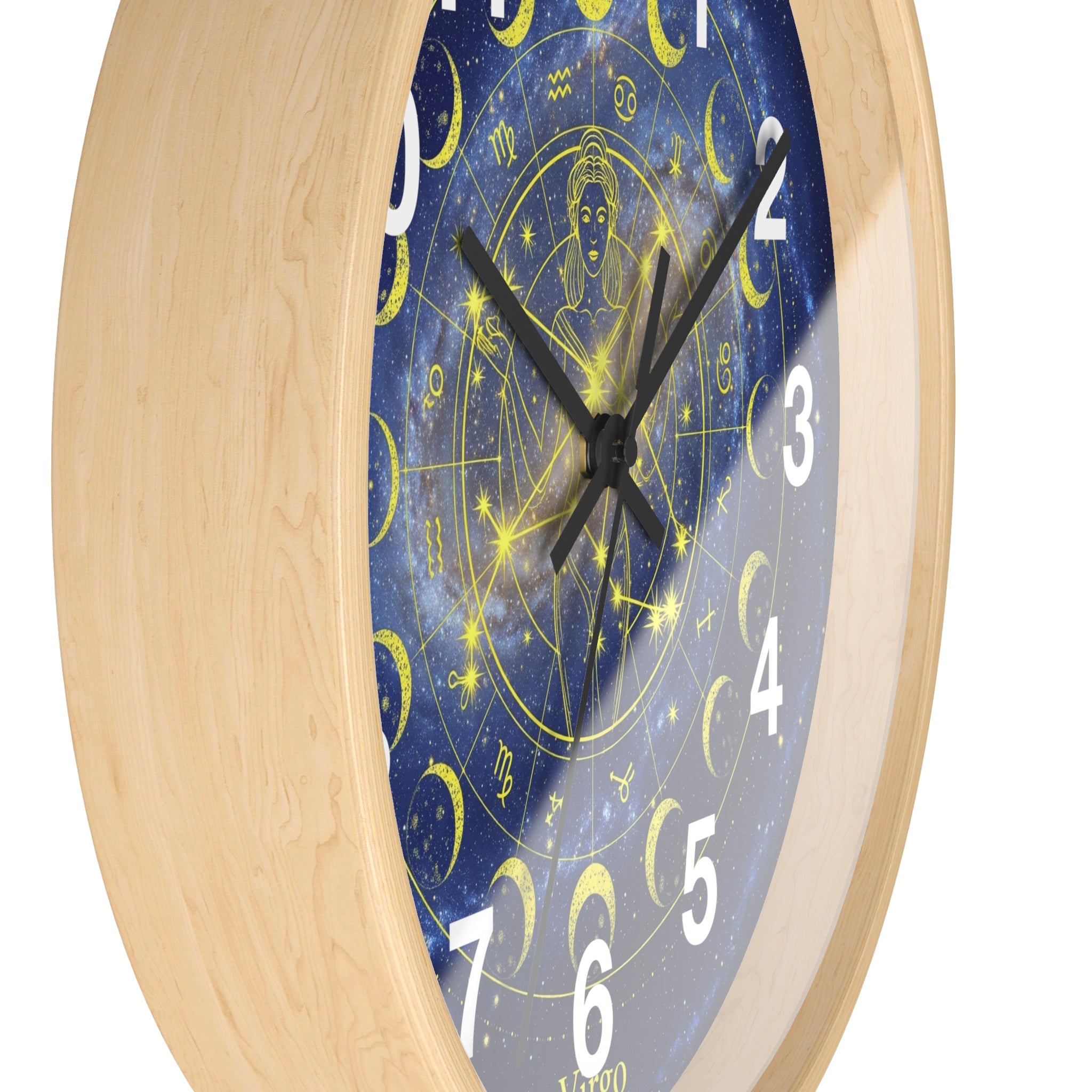 Celestial Virgo Wall Clock - Zodiac Decor for Astrology Lovers, Unique Gift for Birthday, Home Office Wall Art, Cosmic Timepiece