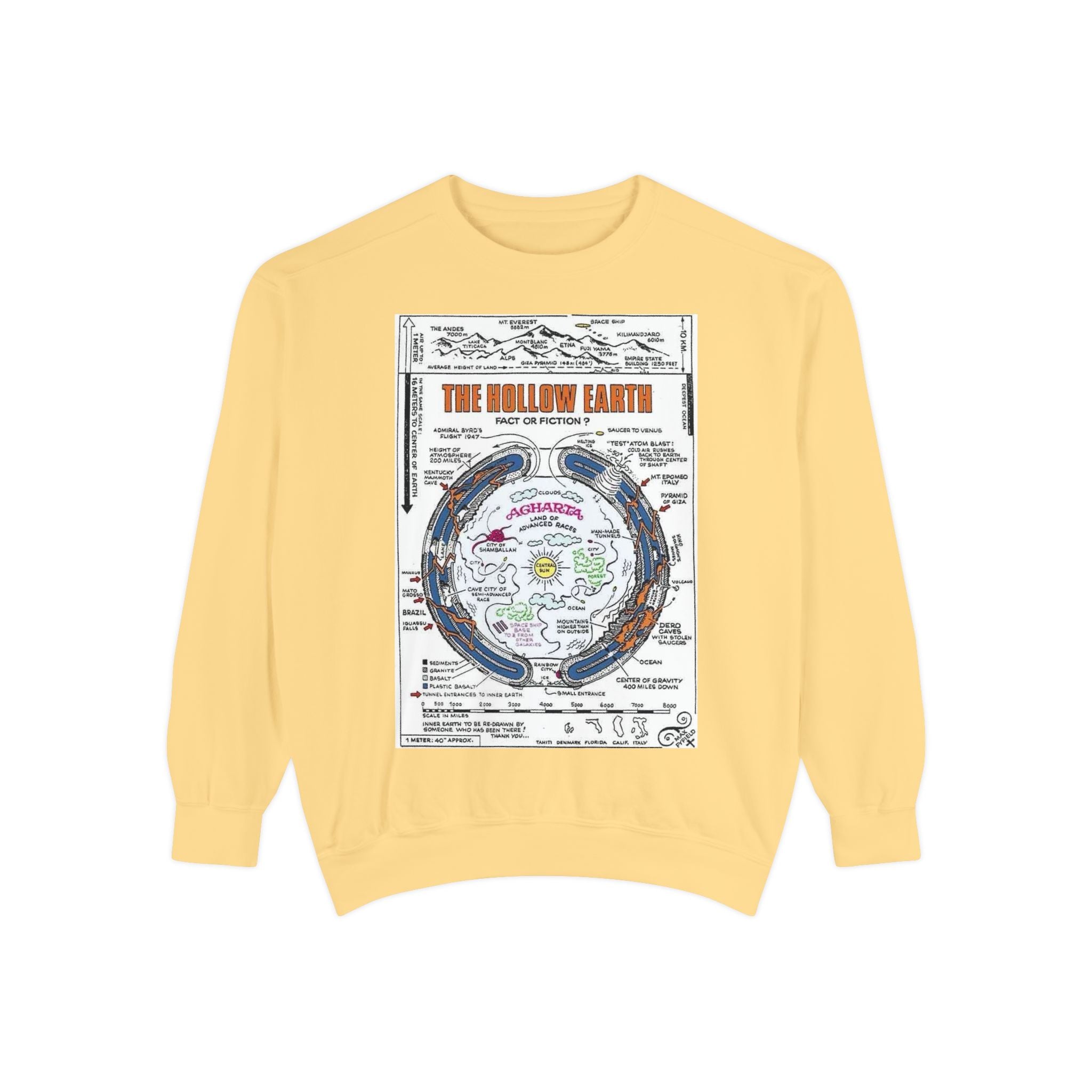 Hollow Earth Sweatshirt, Unisex Garment-Dyed Crewneck, Cozy Gift for Science Lovers, Earth Day Apparel, Great for Casual Wear