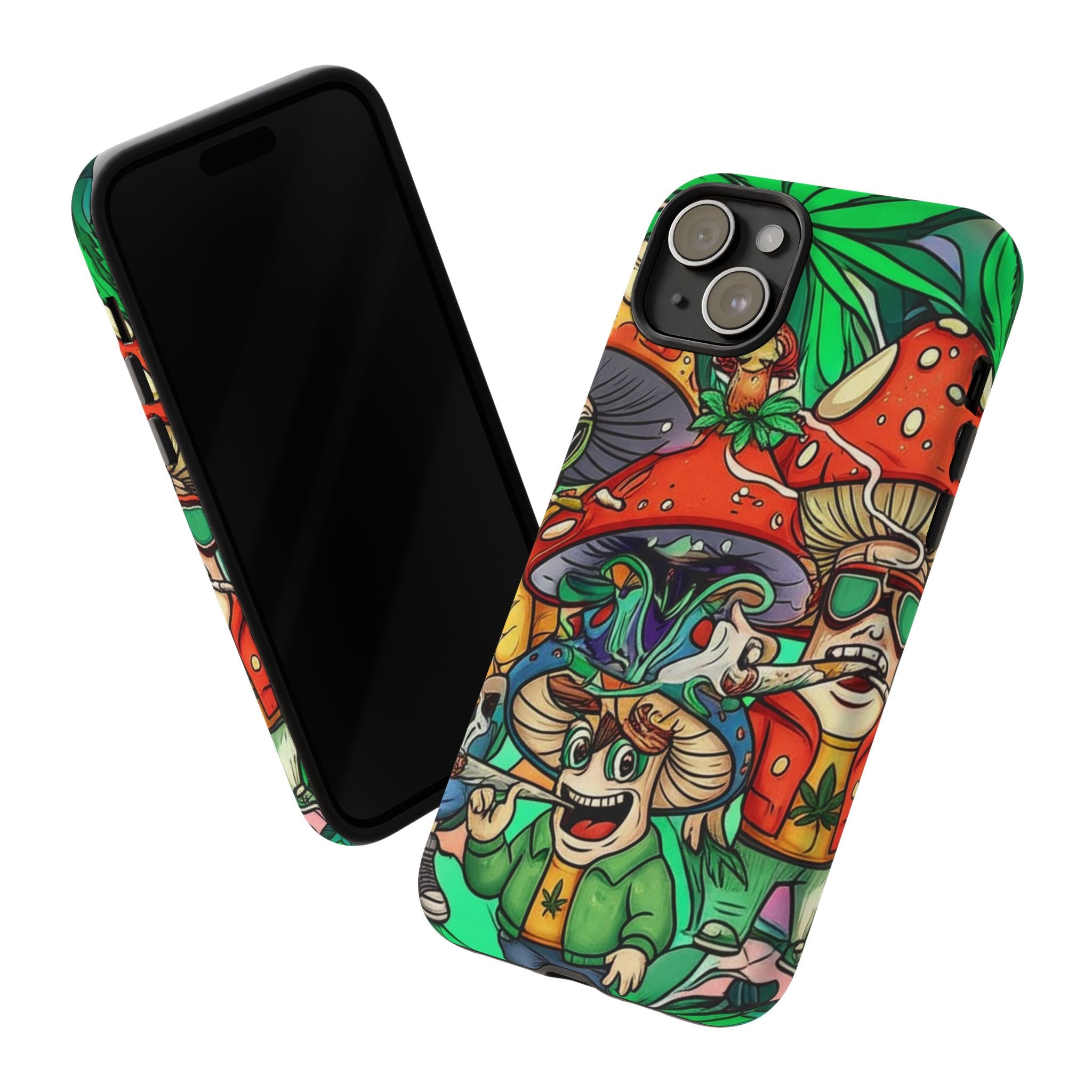 Vibrant Phone Case Featuring Funky Mushroom Art, Tough Cases, Trendy Accessories, Unique Gifts, Eclectic Style, Phone Protection