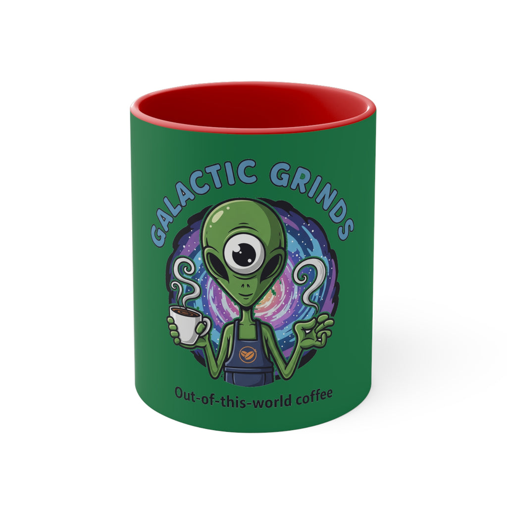 Galactic Grinds Alien Accent Mug - Fun Coffee Mug, Space Lover Gift, Unique Kitchen Decor, Whimsical Alien Design, Out-of-this-world Coffee