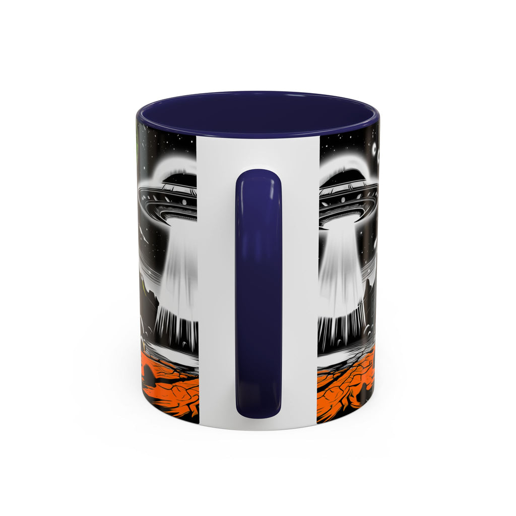 Area 51 UFO Accent Coffee Mug - Space Lover Gift, Weird Alien Decor, Black Mug, Sci-Fi Enthusiast, Kitchenware, Unique Gift Idea!