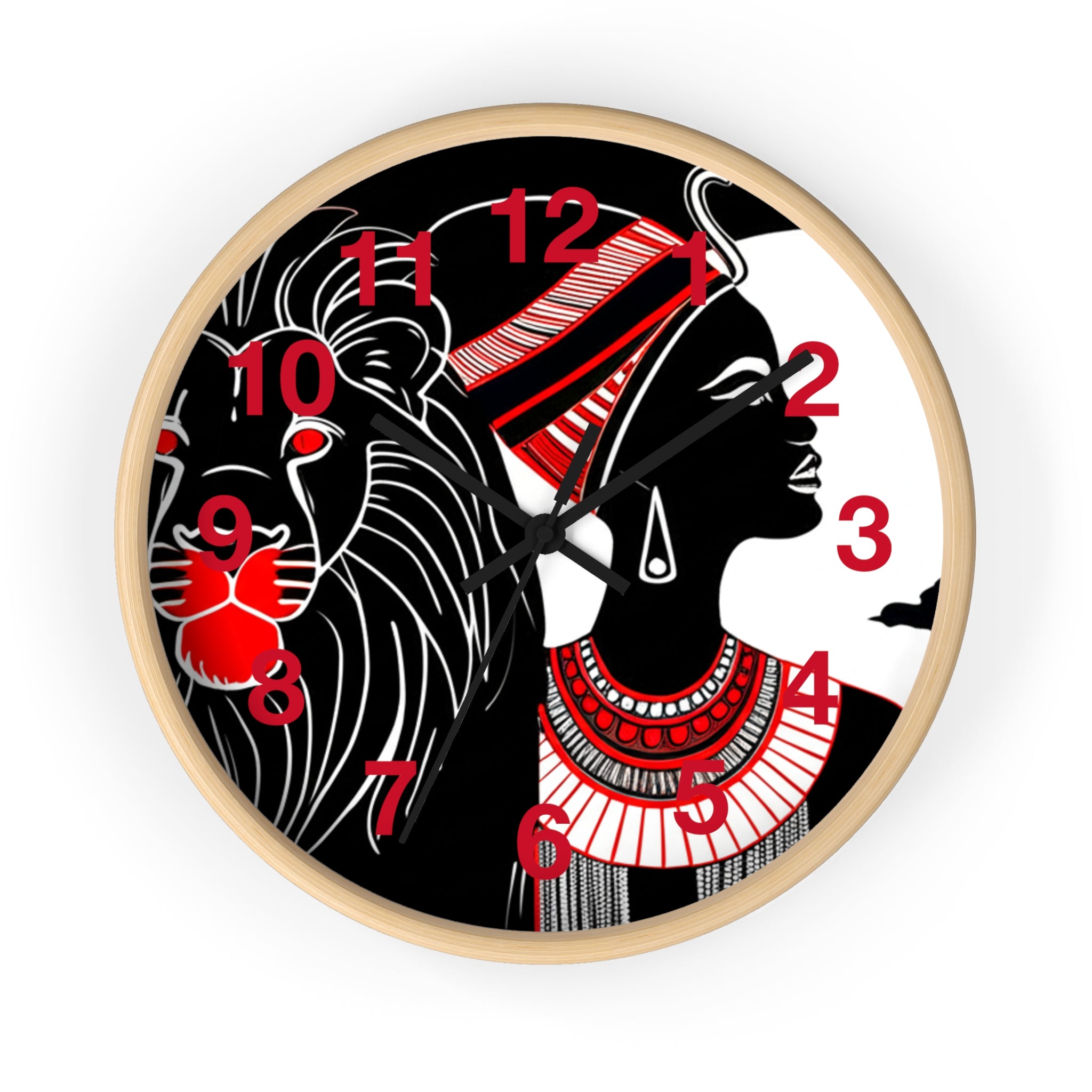 African Heritage Wall Clock, Cultural Home Decor, Unique Gift for Her, Bohemian Accent, Artistic Wall Decoration