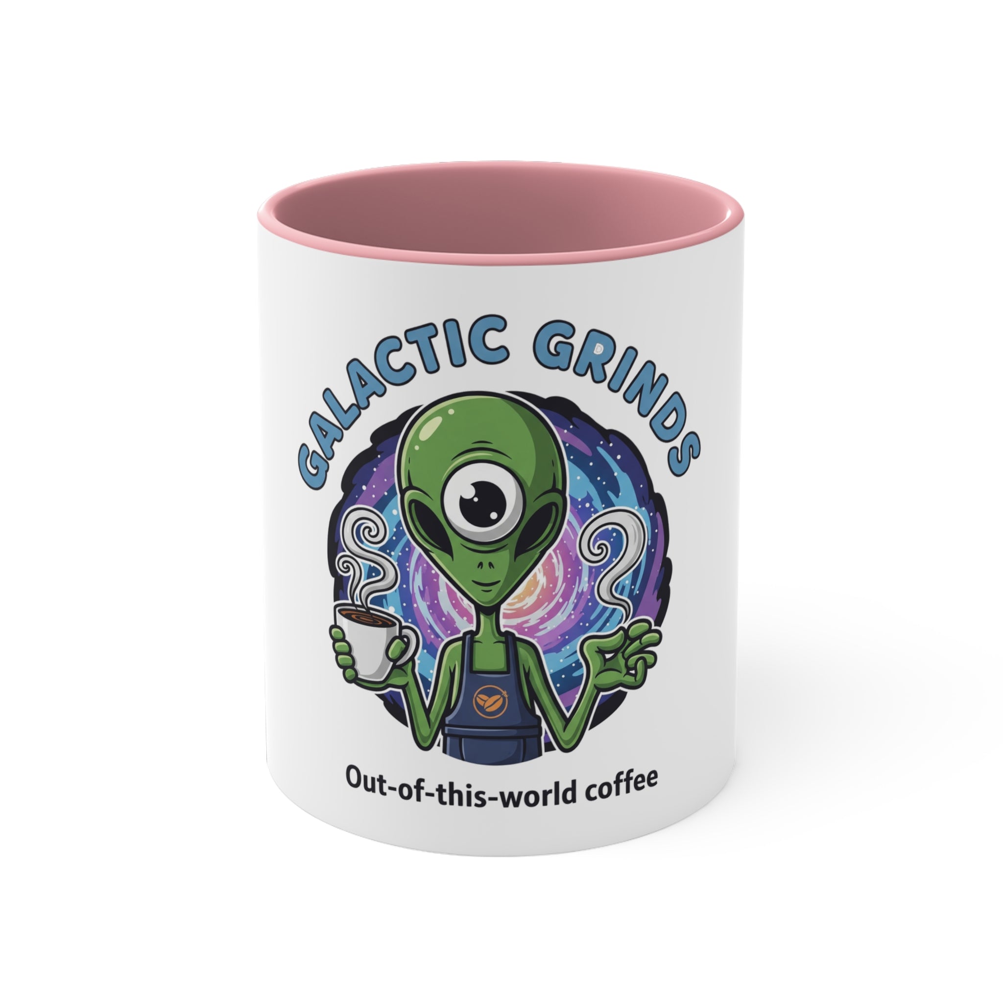 Galactic Grinds Alien 11oz Accent Mug, Fun Coffee Mug for Sci-Fi Lovers, Unique Gift for Birthdays and Holidays, Quirky Drinkware