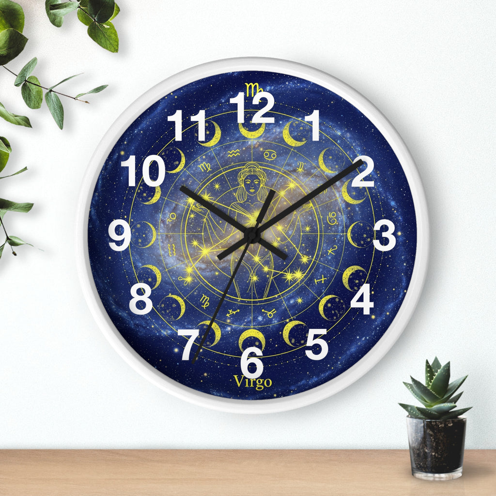Celestial Virgo Wall Clock - Zodiac Decor for Astrology Lovers, Unique Gift for Birthday, Home Office Wall Art, Cosmic Timepiece