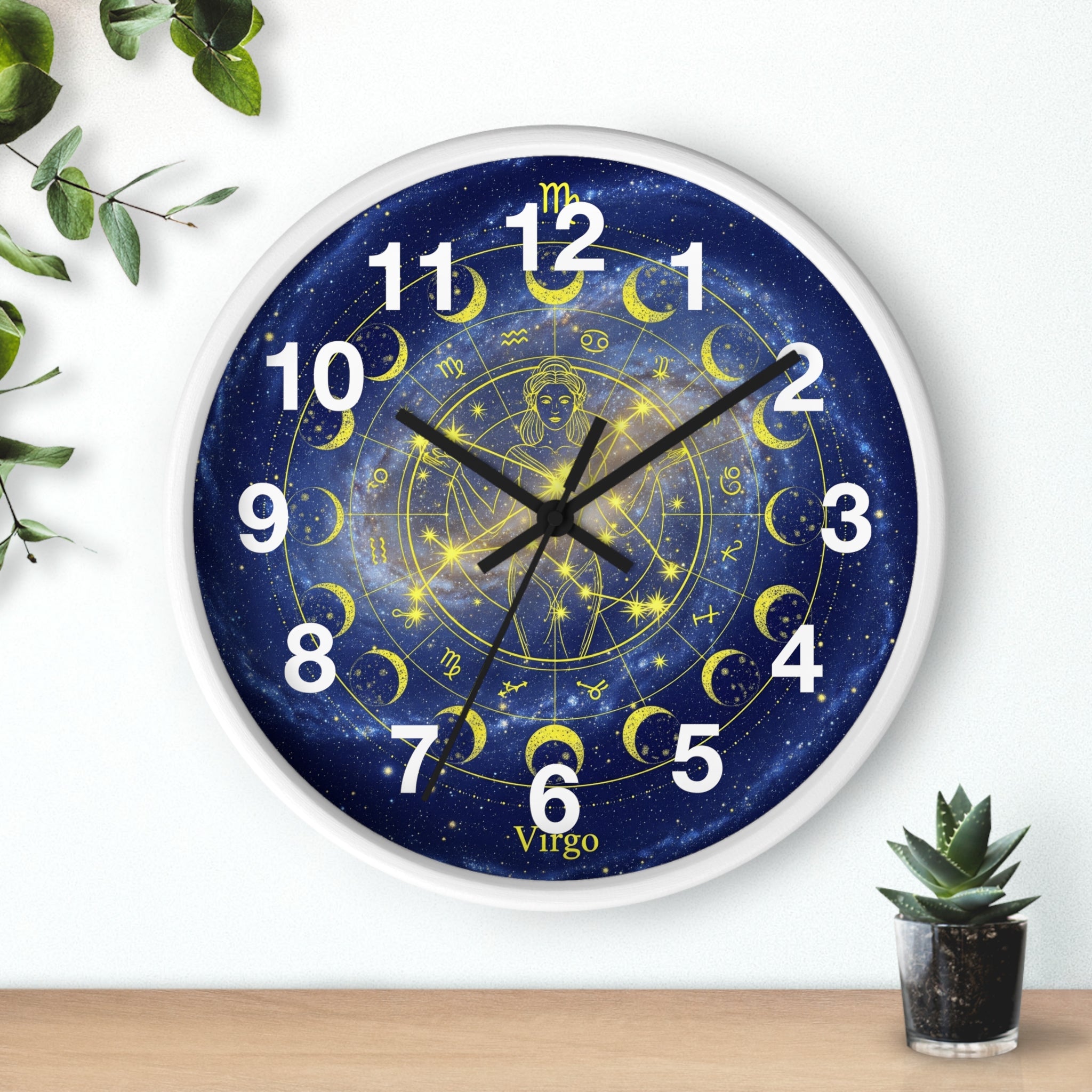 Celestial Virgo Wall Clock - Zodiac Decor for Astrology Lovers, Unique Gift for Birthday, Home Office Wall Art, Cosmic Timepiece