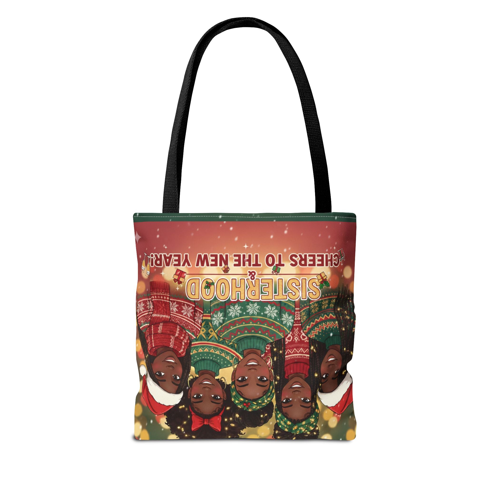 Sisterhood Holiday Tote Bag — “Cheers to the New Year!” Christmas Market Bag
