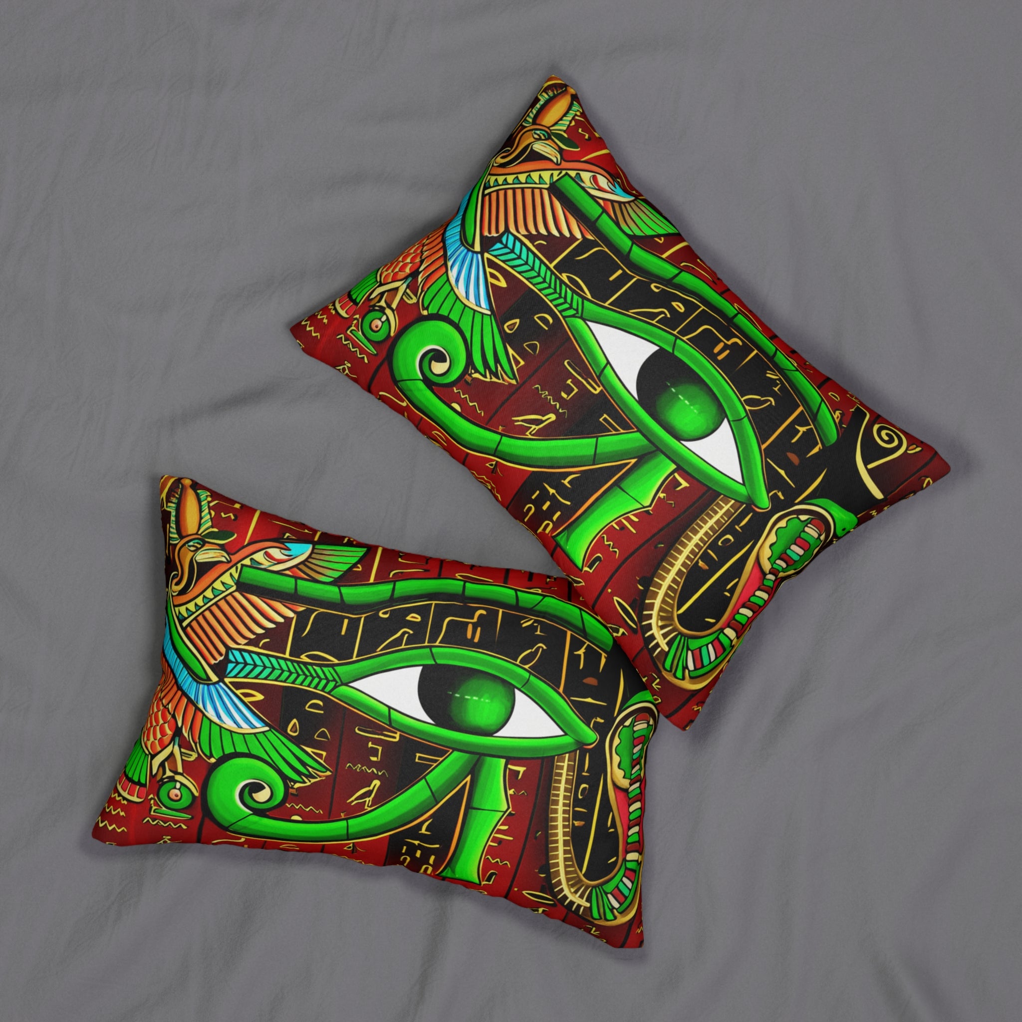 Egyptian-Inspired Lumbar Pillow, Bohemian Home Decor, Comfortable Accent Cushion, Unique Gift for Art Lovers, Egyptian Motif Pillow