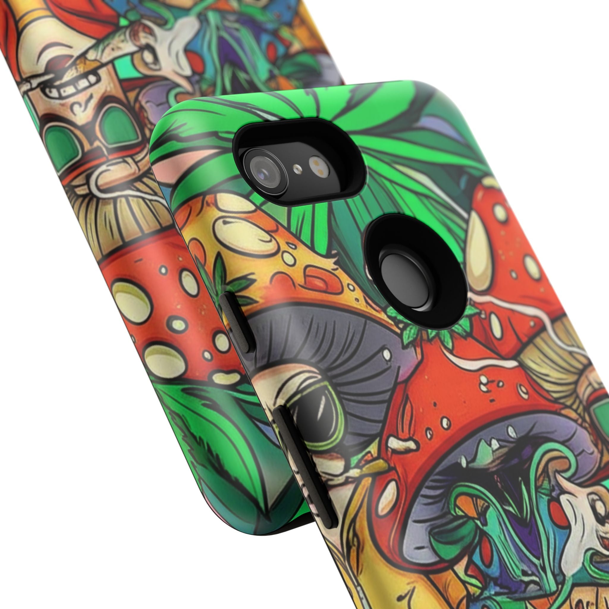 Vibrant Phone Case Featuring Funky Mushroom Art, Tough Cases, Trendy Accessories, Unique Gifts, Eclectic Style, Phone Protection