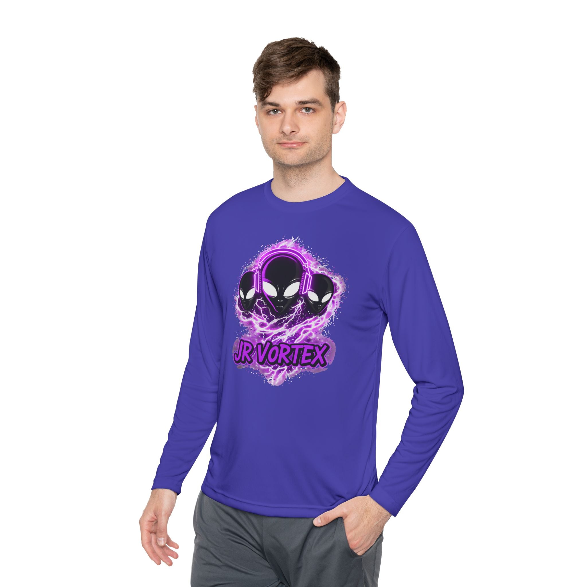 Alien Vortex Long Sleeve Tee — 'JR VORTEX' Graphic Sci‑Fi Shirt