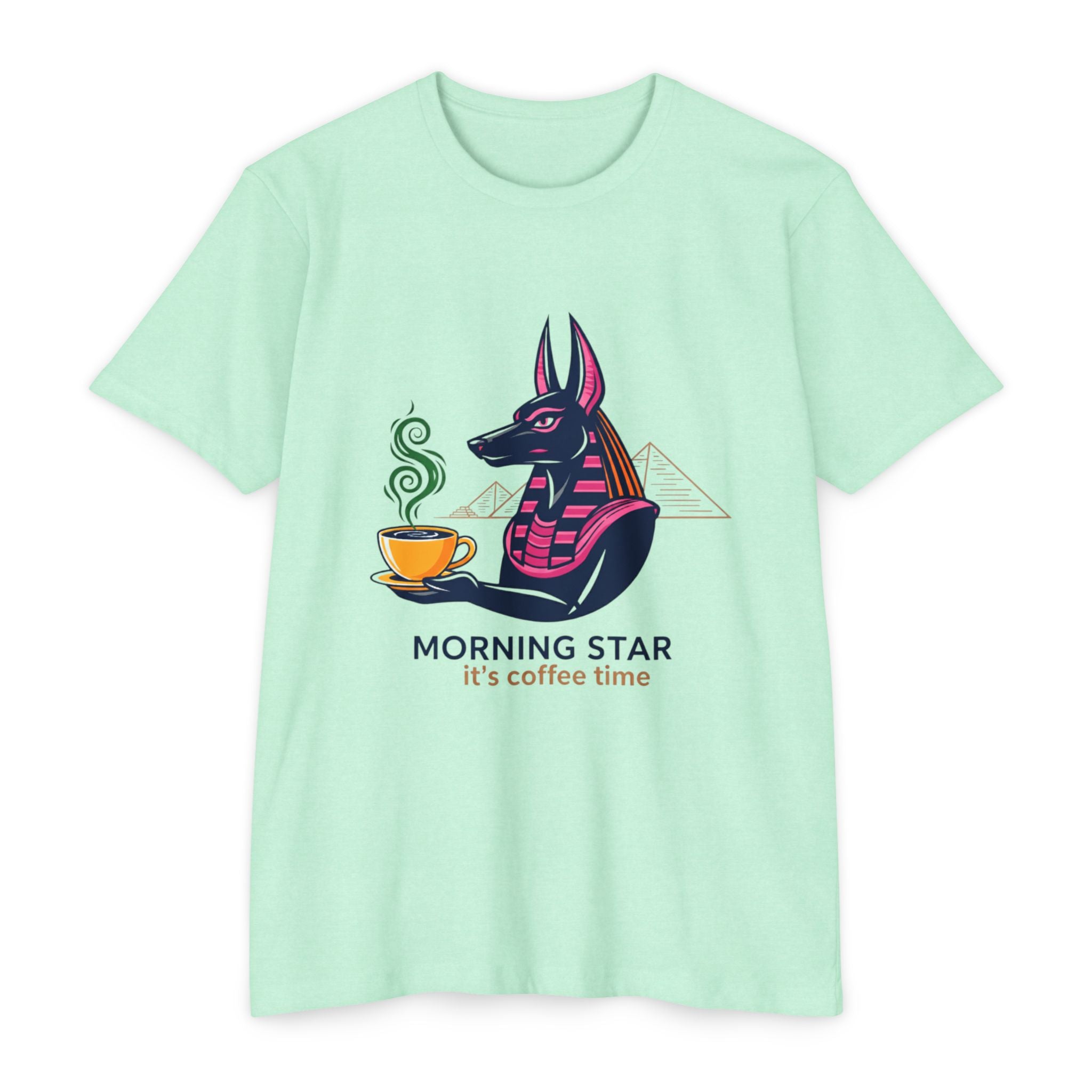 Coffee-Themed Unisex T-Shirt, Morning Star Design, Casual Wear for Dog Lovers, Gift for Coffee Enthusiasts, Fun Animal Art