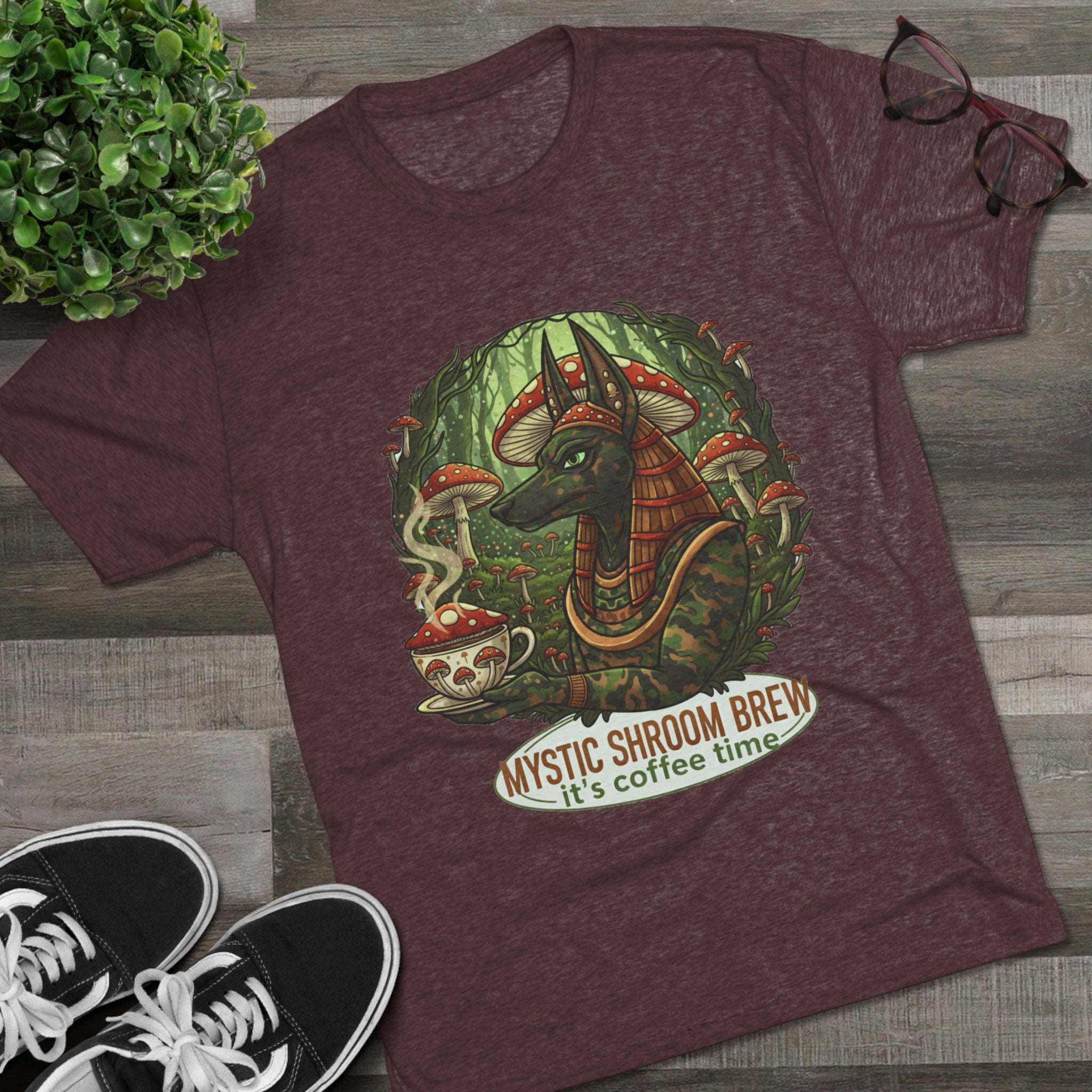 Mystic Shroom Brew Tee, Coffee Lover Shirt, Unisex Graphic Tee, Casual Wear, Nature Inspired Apparel, Unique Gift for Him or Her