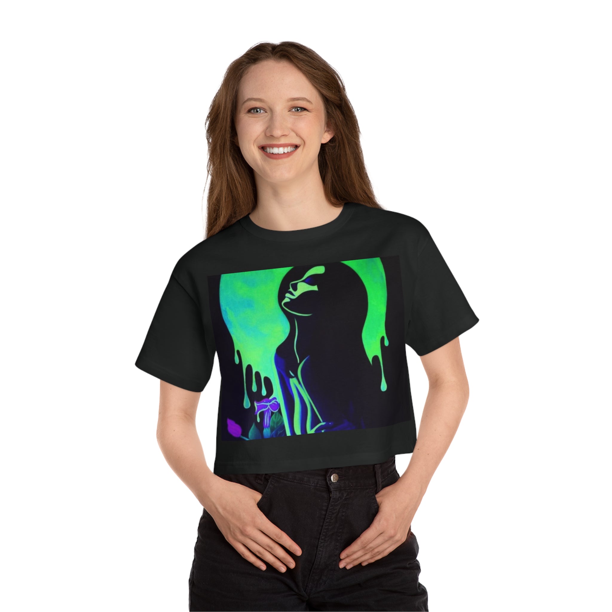 Neon Art Cropped T-Shirt for Women | Champion Heritage Style