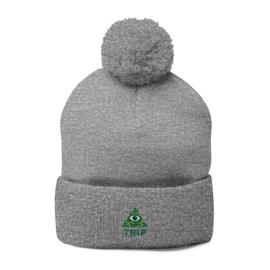 Cozy Embroidered Pom-Pom Knit Cap, Winter Hat for Men & Women, Holiday Gift Beanie, Cute Knitted Cap, Casual Headwear
