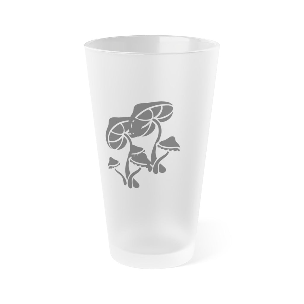 Frosted Pint Glass with Mushroom Design - 16oz Craft Beer Lover's Gift