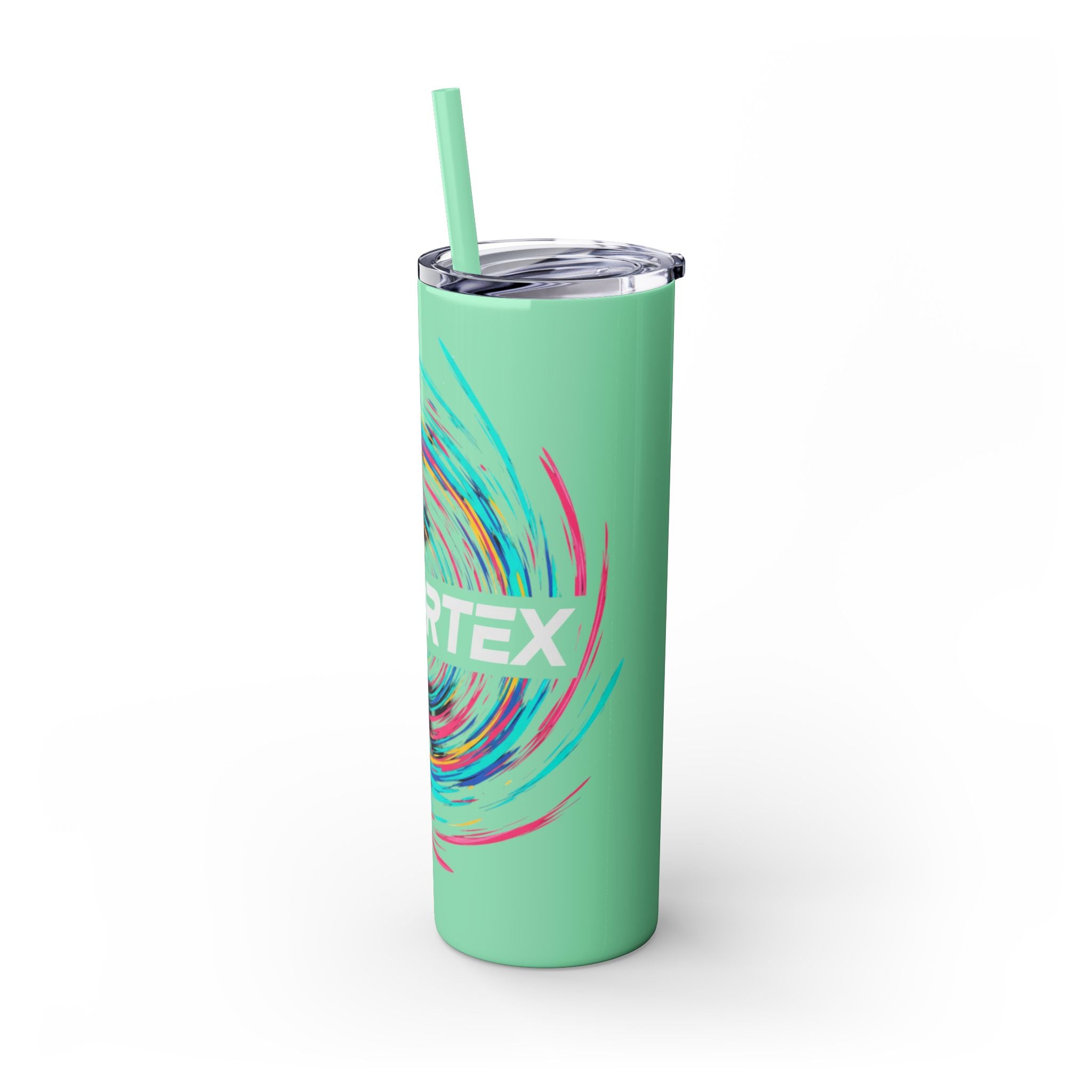 Colorful Swirl Skinny Tumbler with Straw, 20oz | Insulated Drinkware | Perfect for Gifts, Travel, Office, Beach, Summer Vibes