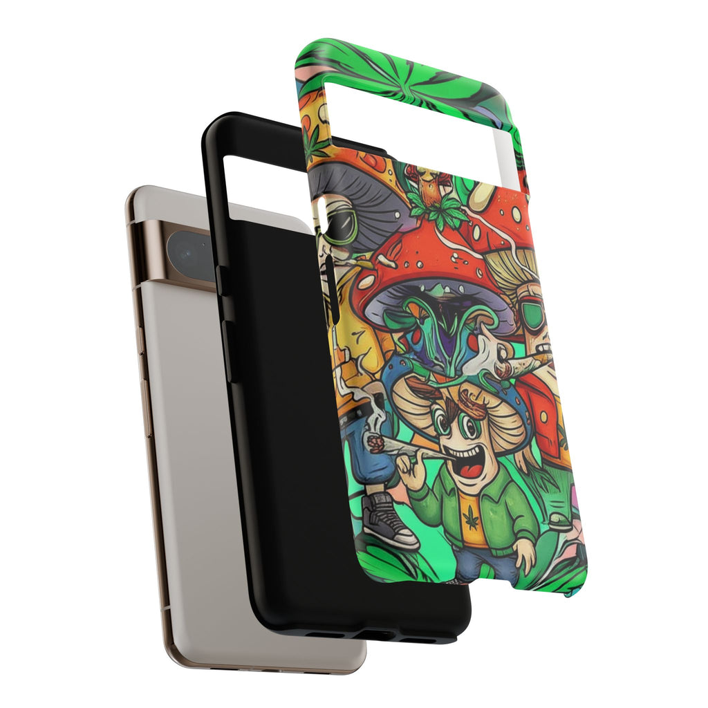 Vibrant Phone Case Featuring Funky Mushroom Art, Tough Cases, Trendy Accessories, Unique Gifts, Eclectic Style, Phone Protection