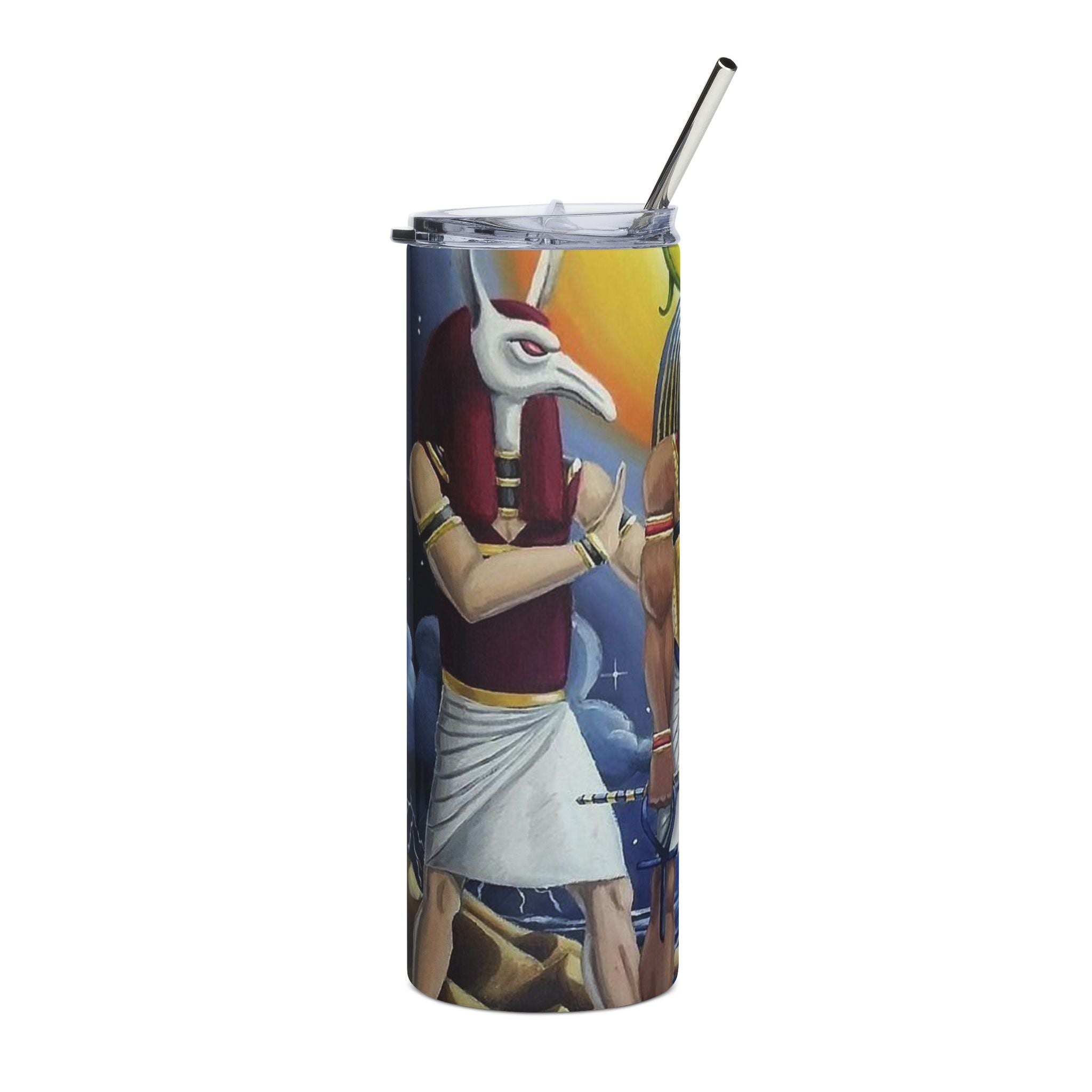 Egyptian Mythology Stainless Steel Tumbler, 20oz | Unique Gifts for Travelers, Yoga Lovers, Art Enthusiasts | Cool Drinkware for Summer,