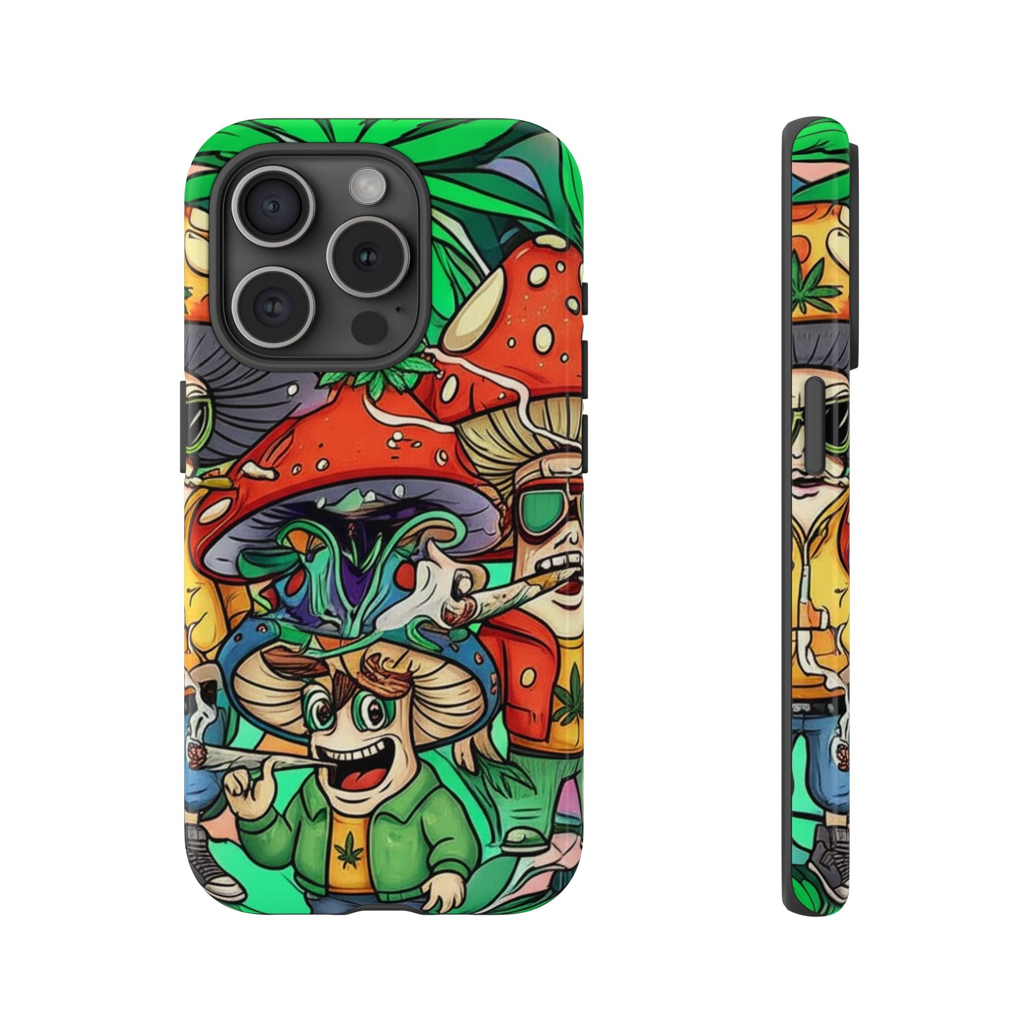 Vibrant Phone Case Featuring Funky Mushroom Art, Tough Cases, Trendy Accessories, Unique Gifts, Eclectic Style, Phone Protection