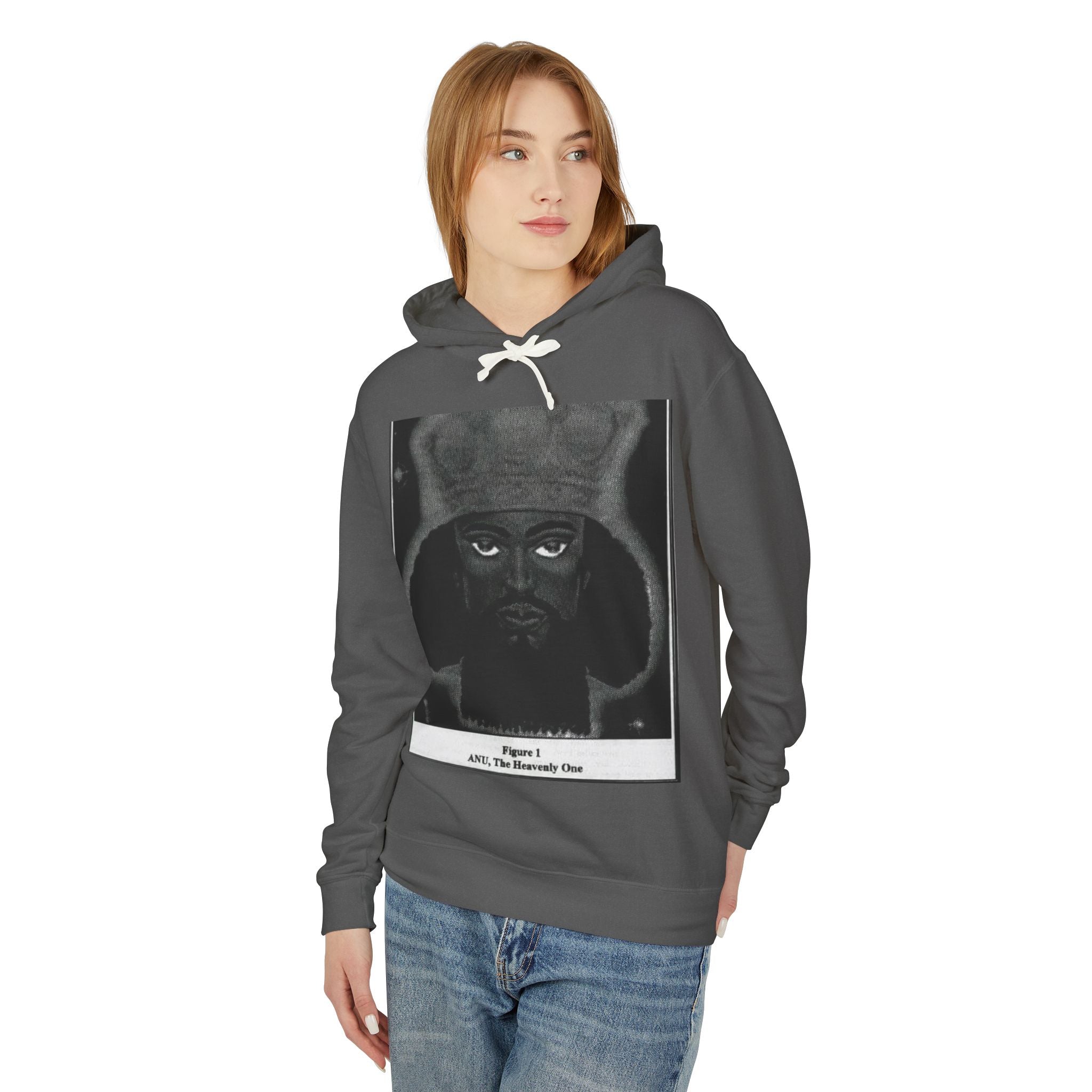 Artistic Unisex Lightweight Hooded Sweatshirt, Unique Graphic Hoodie, Anu The Heavenly One Design, Comfort Wear, Streetwear Style