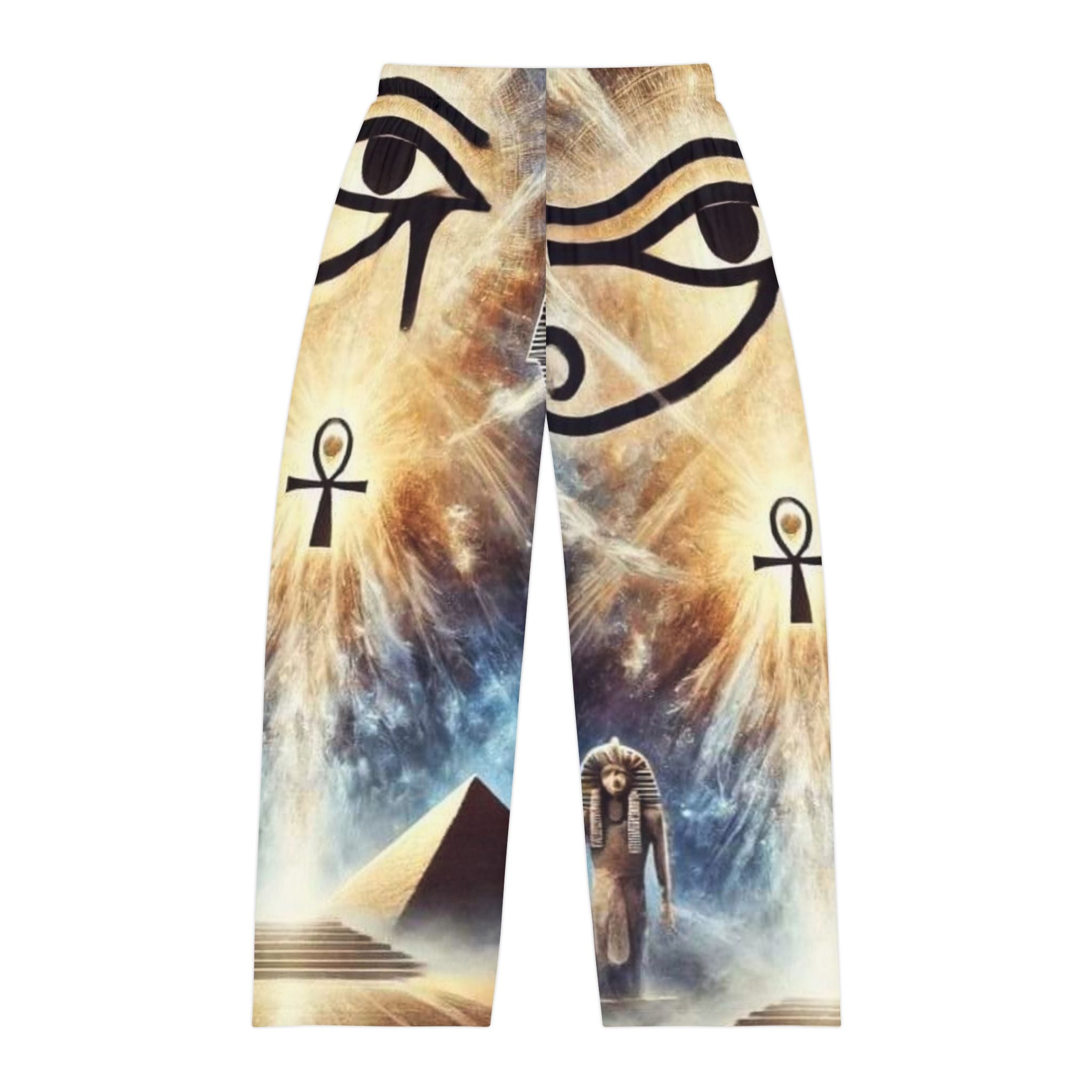 Cosmic Egyptian Print Men's Pajama Pants, Relaxing Lounge Wear, Festival Clothes, Unique Gift for Him, Comfortable Sleepwear