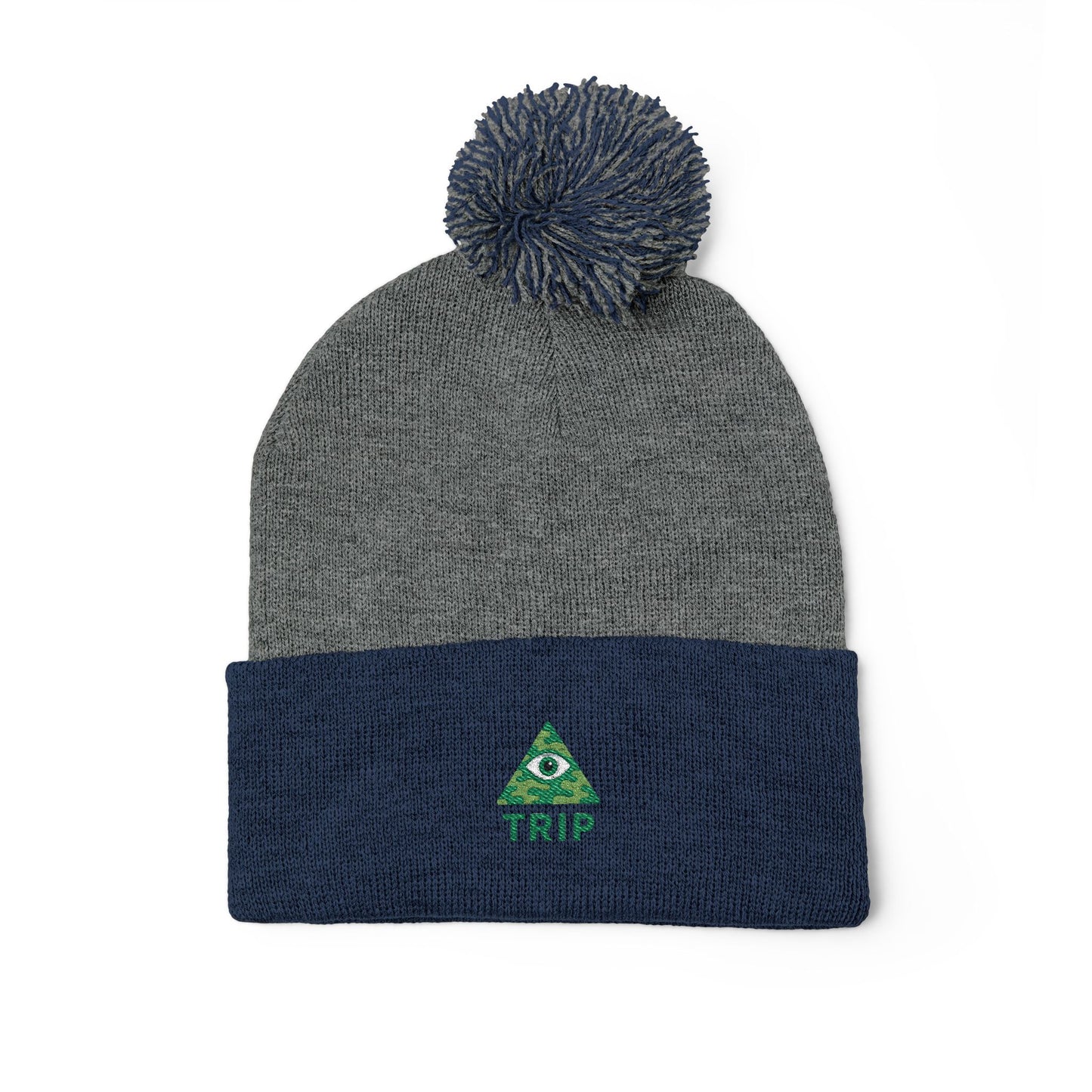Cozy Embroidered Pom-Pom Knit Cap, Winter Hat for Men & Women, Holiday Gift Beanie, Cute Knitted Cap, Casual Headwear