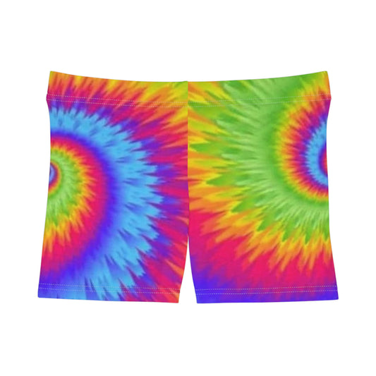 Colorful Tie-Dye Women's Shorts, Summer Casual Shorts, Festival Wear, Beach Breezy Shorts, Vibrant Loungewear