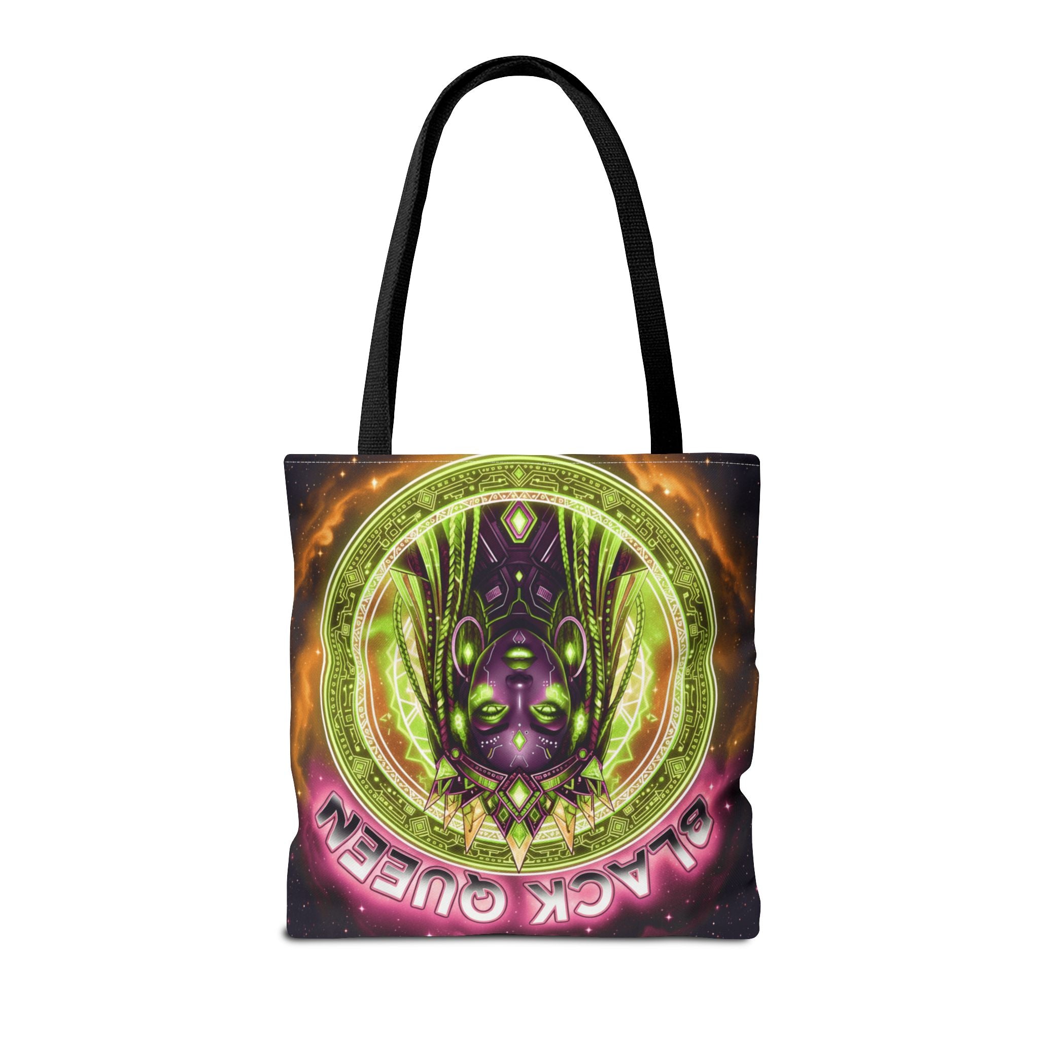 Black Queen Art Tote Bag — Afrocentric Cosmic Portrait Tote