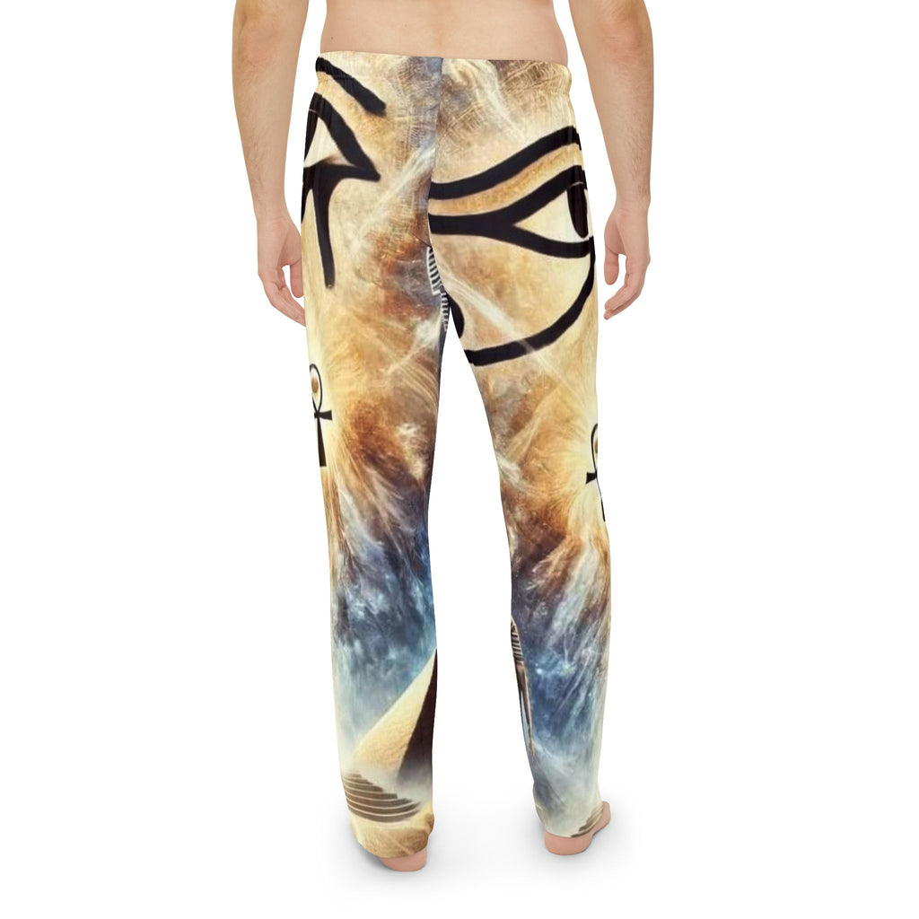 Cosmic Egyptian Print Men's Pajama Pants, Relaxing Lounge Wear, Festival Clothes, Unique Gift for Him, Comfortable Sleepwear