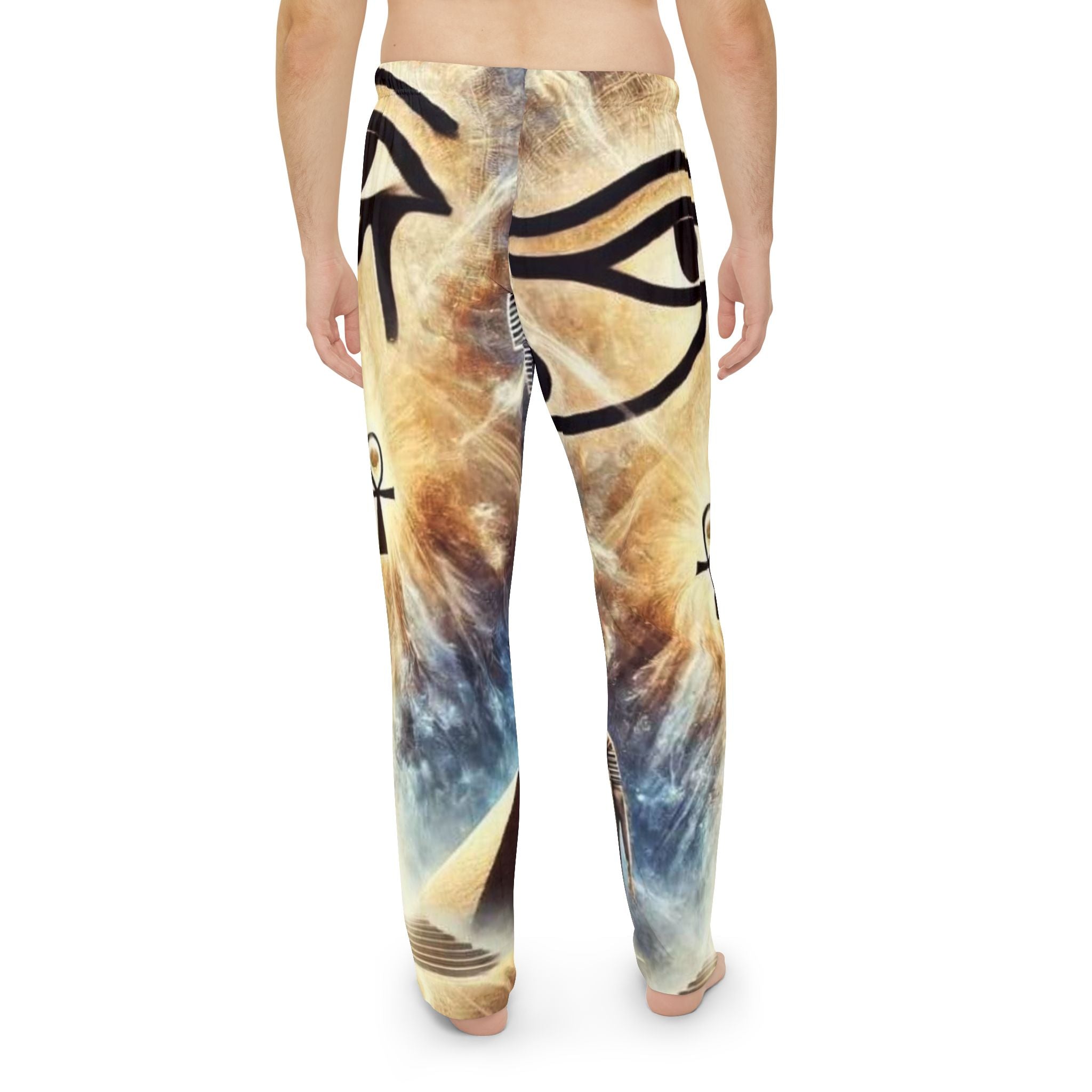 Cosmic Egyptian Print Men's Pajama Pants, Relaxing Lounge Wear, Festival Clothes, Unique Gift for Him, Comfortable Sleepwear