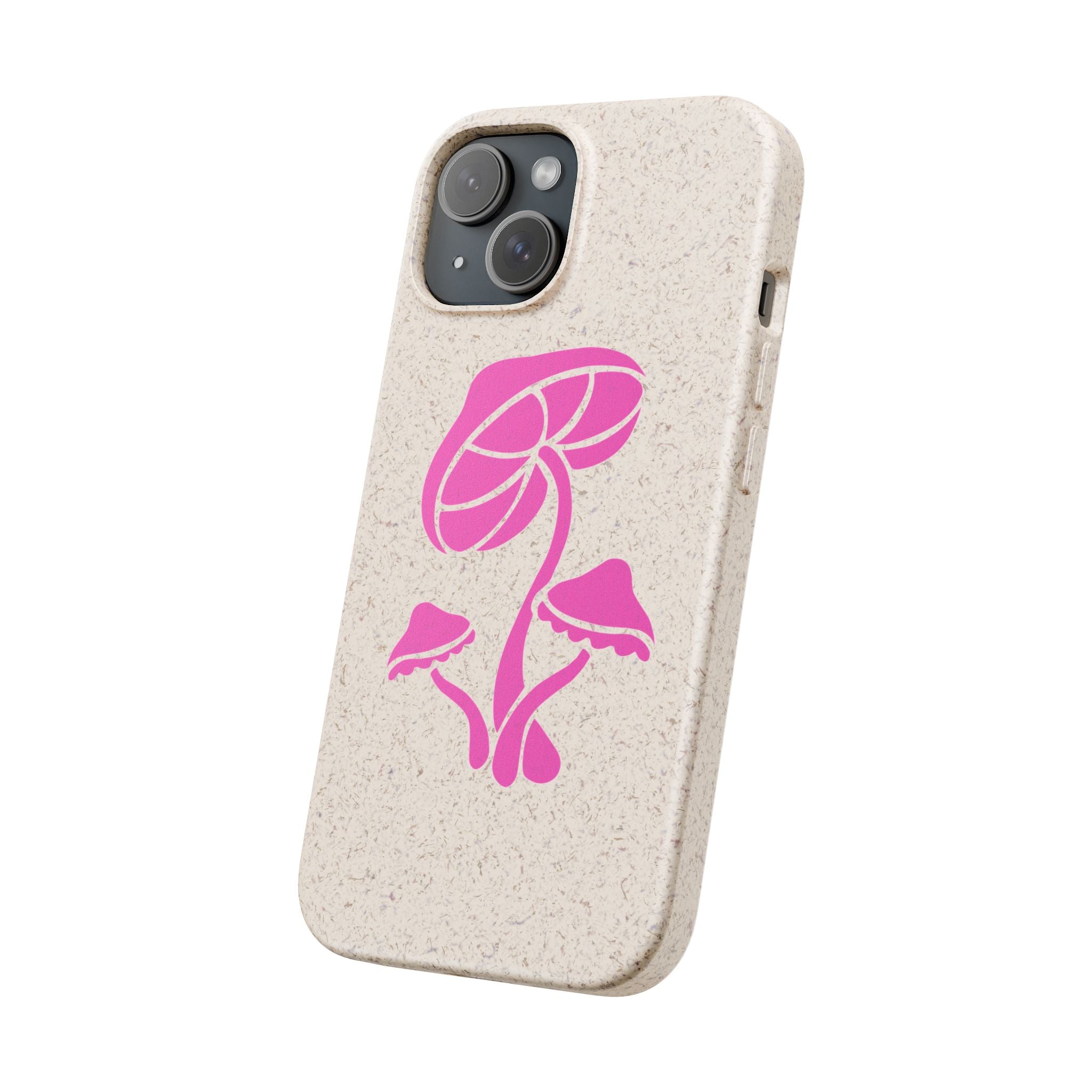 Eco-Friendly Phone Case with Pink Mushroom Design, Biodegradable Phone Cover, Sustainable Gift for Nature Lovers, Earth Day Gift, Cute Phone