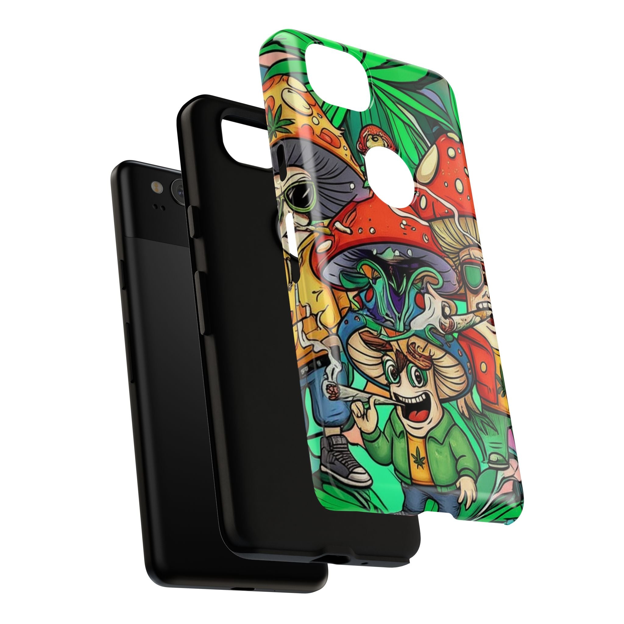Vibrant Phone Case Featuring Funky Mushroom Art, Tough Cases, Trendy Accessories, Unique Gifts, Eclectic Style, Phone Protection