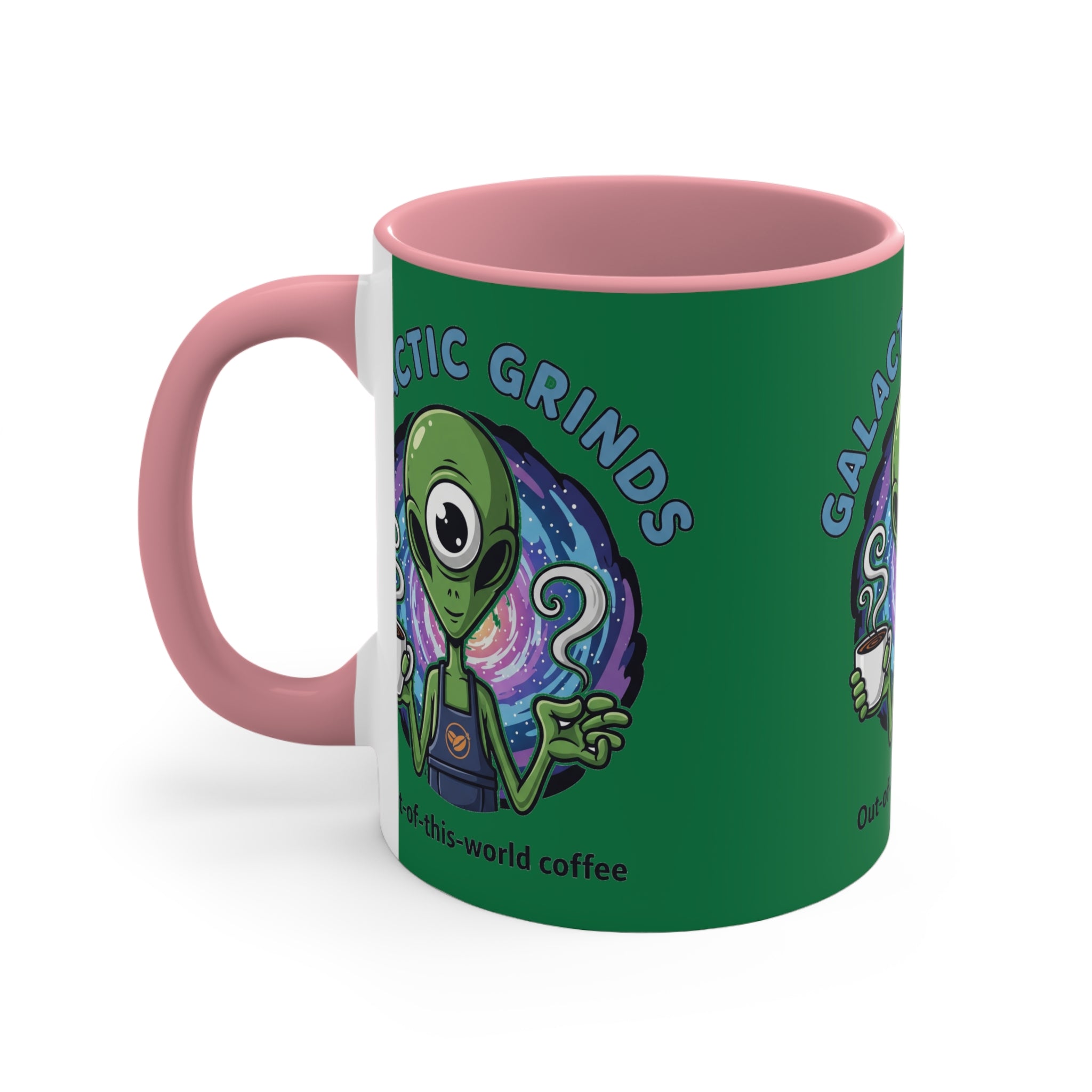 Galactic Grinds Alien Accent Mug - Fun Coffee Mug, Space Lover Gift, Unique Kitchen Decor, Whimsical Alien Design, Out-of-this-world Coffee