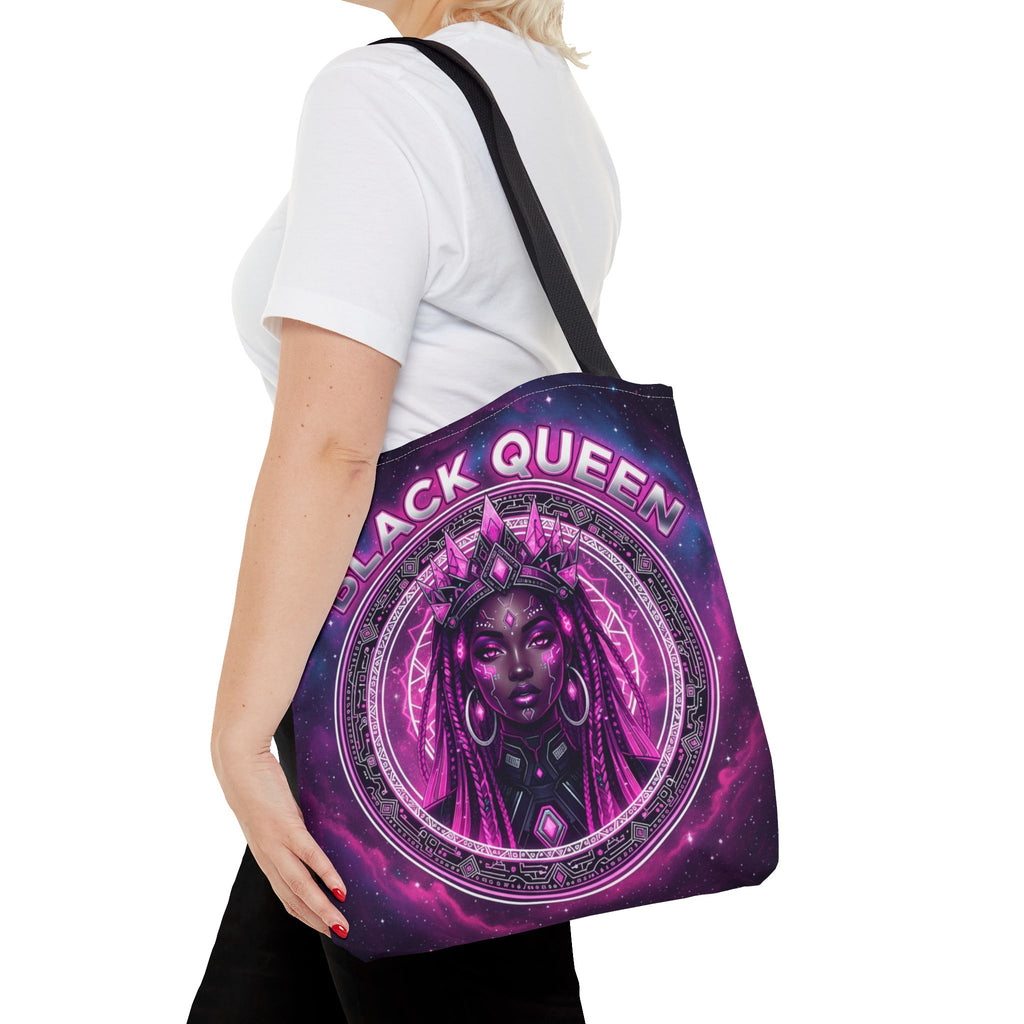 Black Queen Art Tote Bag — Afrocentric Cosmic Portrait Tote