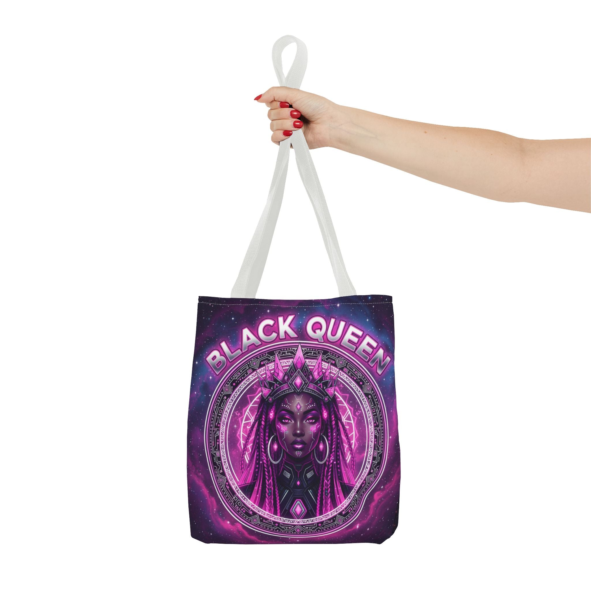 Black Queen Art Tote Bag — Afrocentric Cosmic Portrait Tote