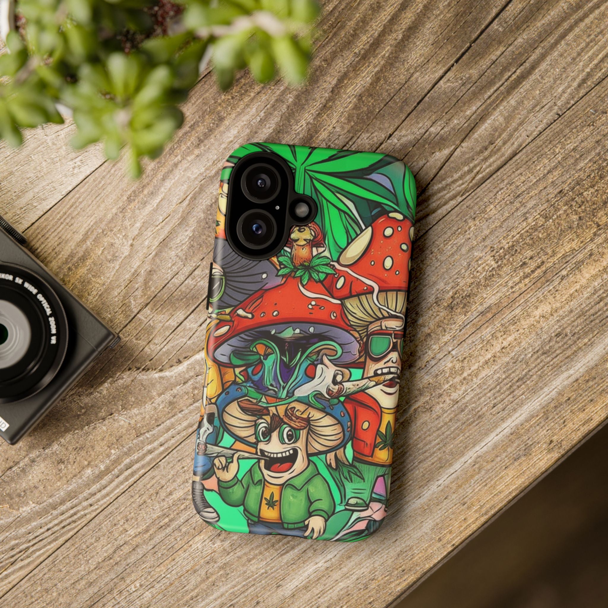 Vibrant Phone Case Featuring Funky Mushroom Art, Tough Cases, Trendy Accessories, Unique Gifts, Eclectic Style, Phone Protection
