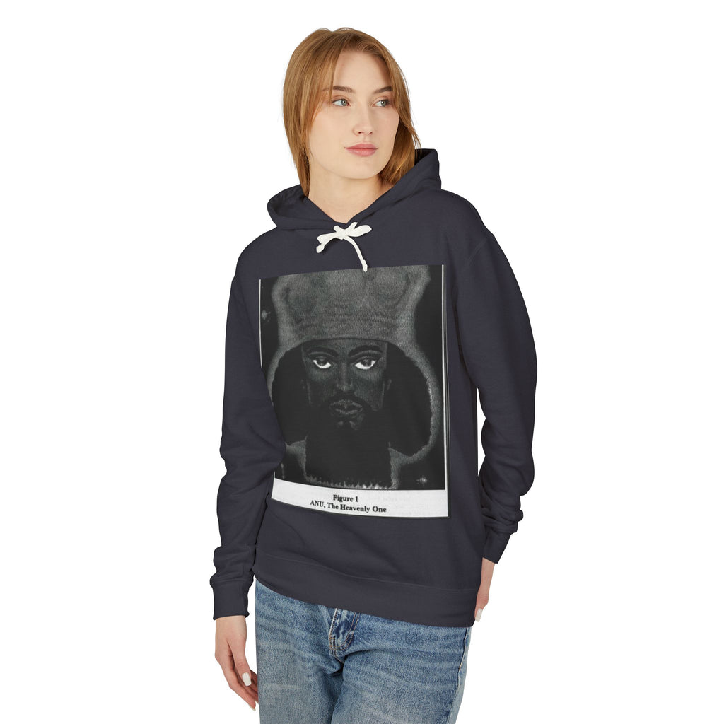 Artistic Unisex Lightweight Hooded Sweatshirt, Unique Graphic Hoodie, Anu The Heavenly One Design, Comfort Wear, Streetwear Style