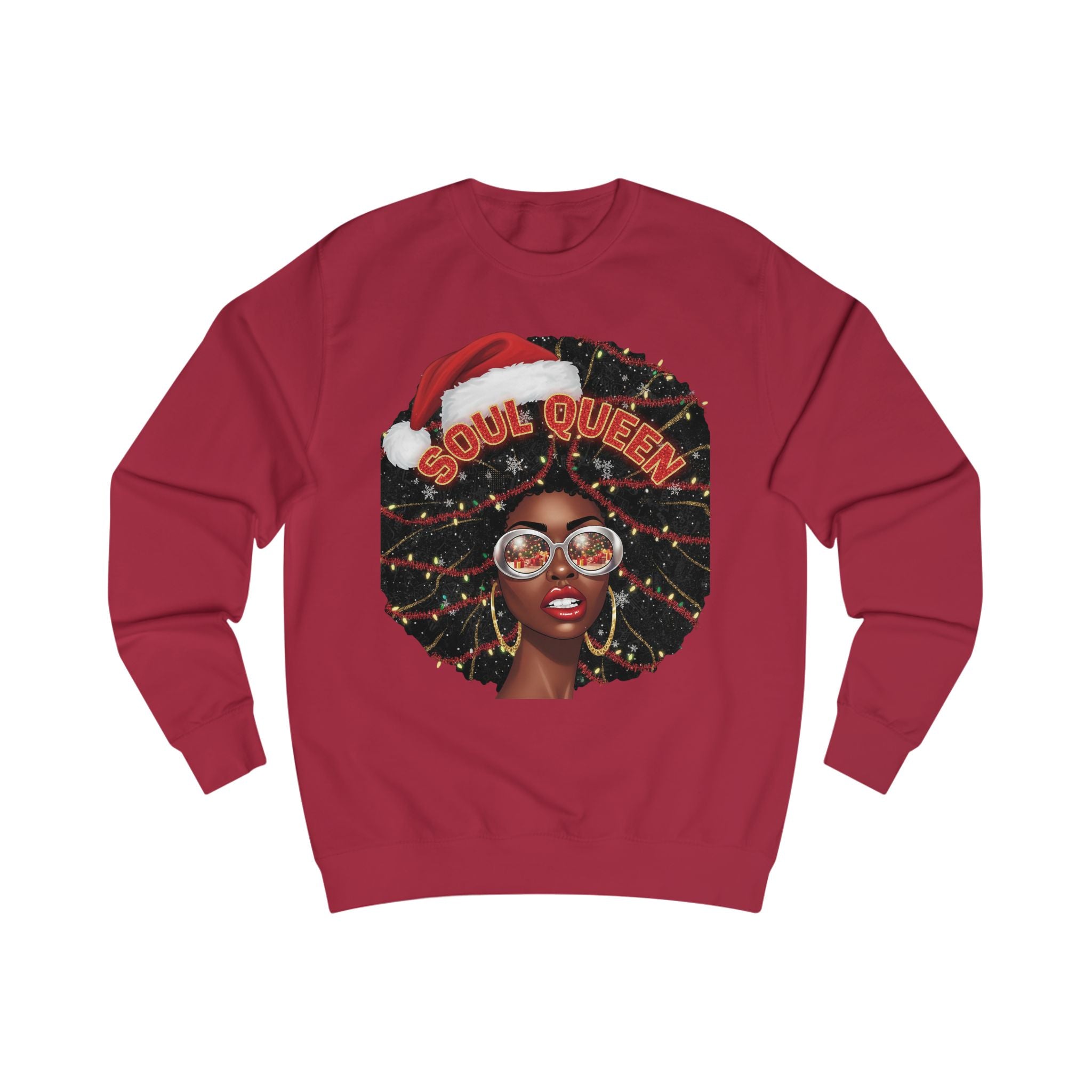 Soul Queen Sweatshirt — Black Christmas Afro Holiday Sweater