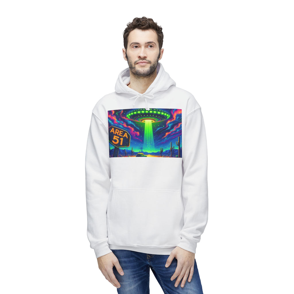 Alien Abduction Hoodie, Area 51 Graphic, Unisex Sweatshirt, Fun Gift for UFO Lovers, Cozy Outerwear, Conspiracy Themed Apparel