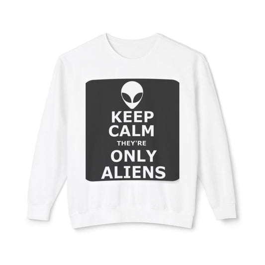 Aliens Lightweight Sweatshirt, UFO Crewneck Jumper, Sci-Fi Extraterrestrial Sweater, Space Print Top, Galaxy Pullover, Outer Space Clothing