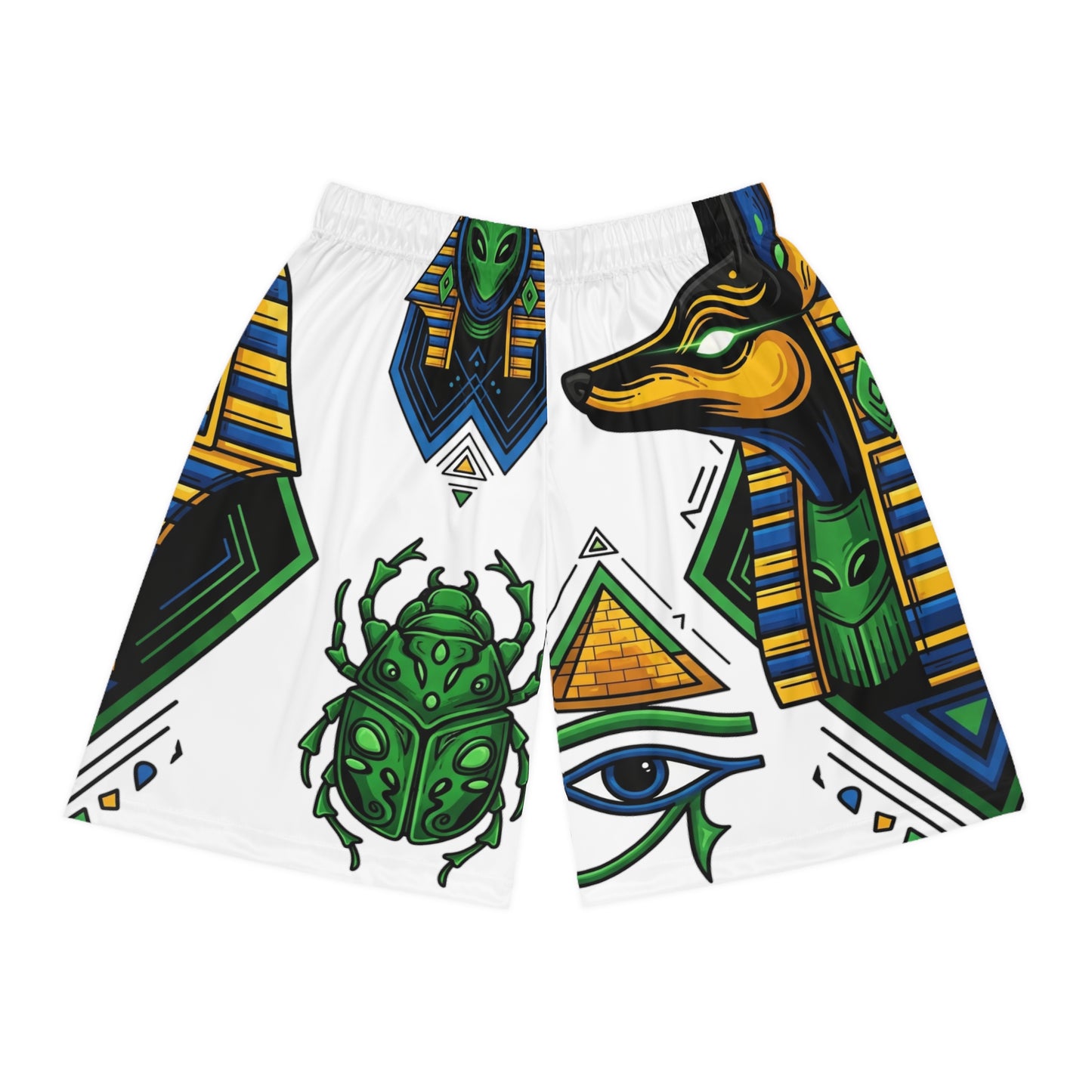 Vibrant Egyptian-Inspired Basketball Shorts, AOP Athletic Wear, Summer Sports Shorts, Unique Gift for Basketball Lovers, Festival Fashion