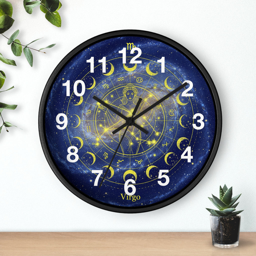 Celestial Virgo Wall Clock - Zodiac Decor for Astrology Lovers, Unique Gift for Birthday, Home Office Wall Art, Cosmic Timepiece