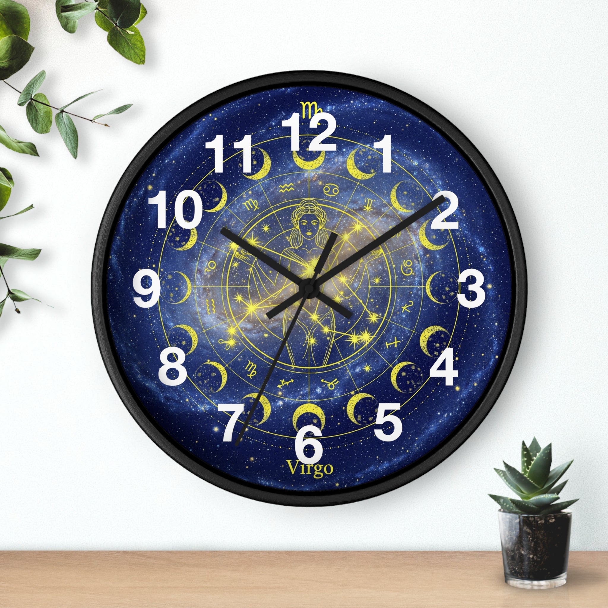 Celestial Virgo Wall Clock - Zodiac Decor for Astrology Lovers, Unique Gift for Birthday, Home Office Wall Art, Cosmic Timepiece