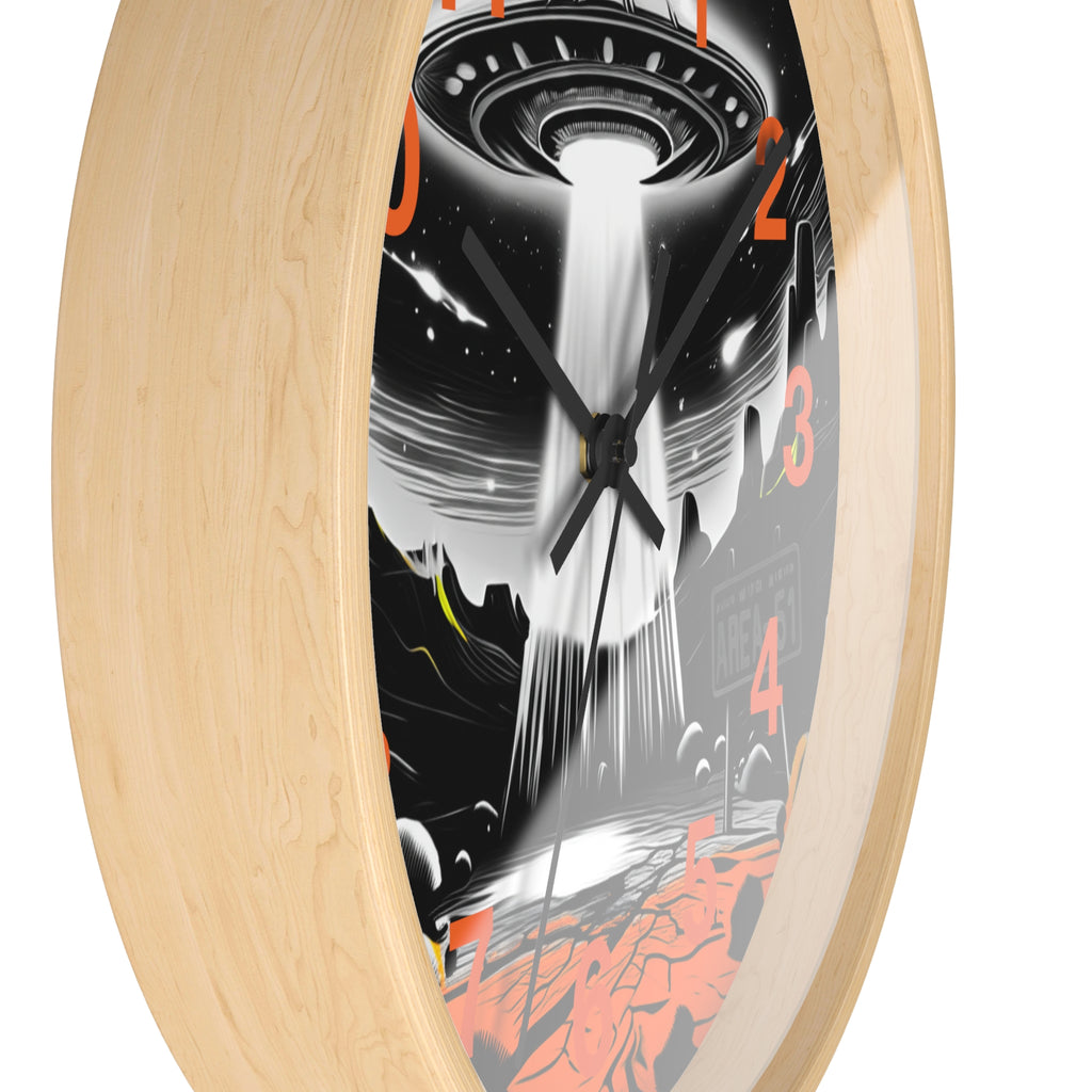 Alien Encounter Wall Clock, Unique Home Decor for Space Lovers, Retro Area 51 Theme, Perfect Gift for Sci-Fi Fans