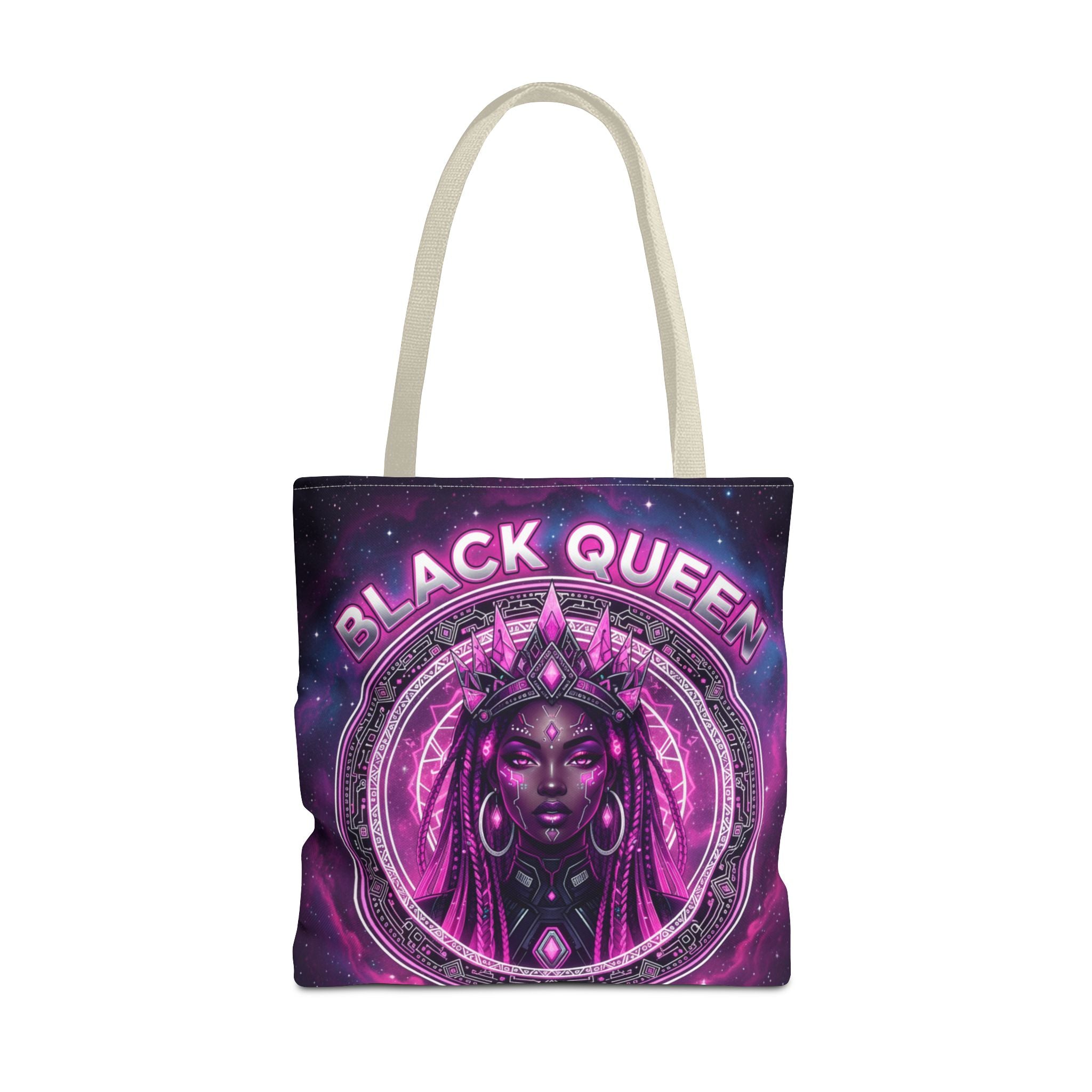 Black Queen Art Tote Bag — Afrocentric Cosmic Portrait Tote