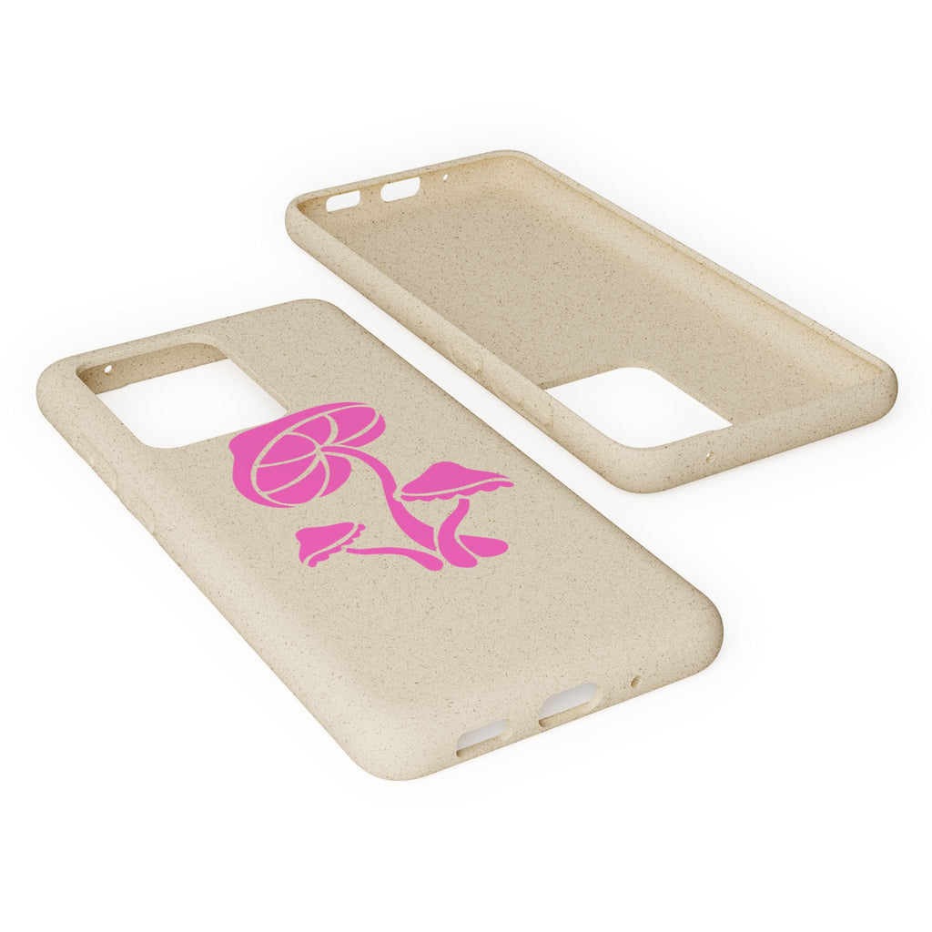 Eco-Friendly Phone Case with Pink Mushroom Design, Biodegradable Phone Cover, Sustainable Gift for Nature Lovers, Earth Day Gift, Cute Phone