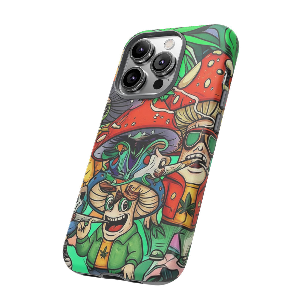 Vibrant Phone Case Featuring Funky Mushroom Art, Tough Cases, Trendy Accessories, Unique Gifts, Eclectic Style, Phone Protection