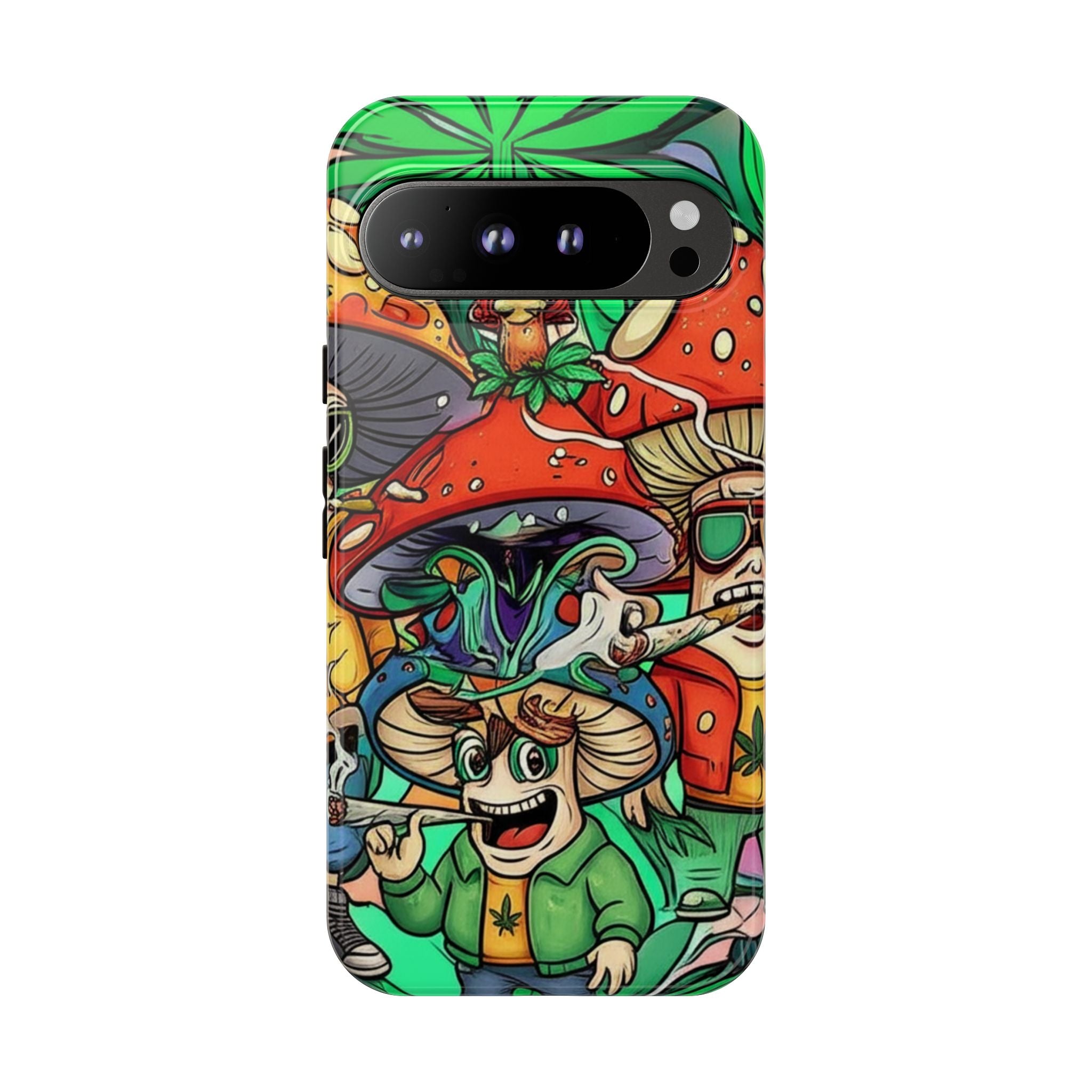 Vibrant Phone Case Featuring Funky Mushroom Art, Tough Cases, Trendy Accessories, Unique Gifts, Eclectic Style, Phone Protection